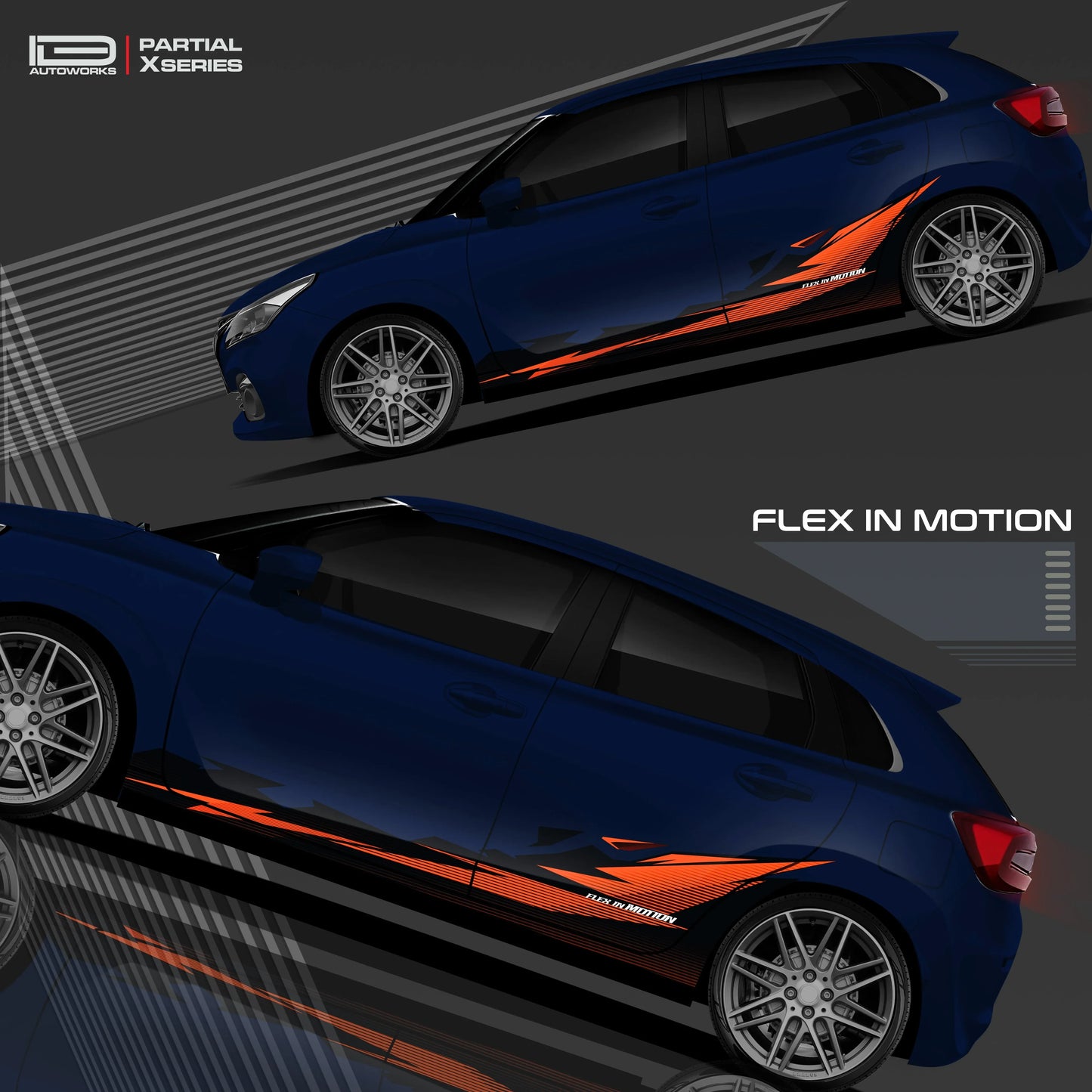 Flex in Motion Edition Graphics for Maruti Suzuki Baleno blue