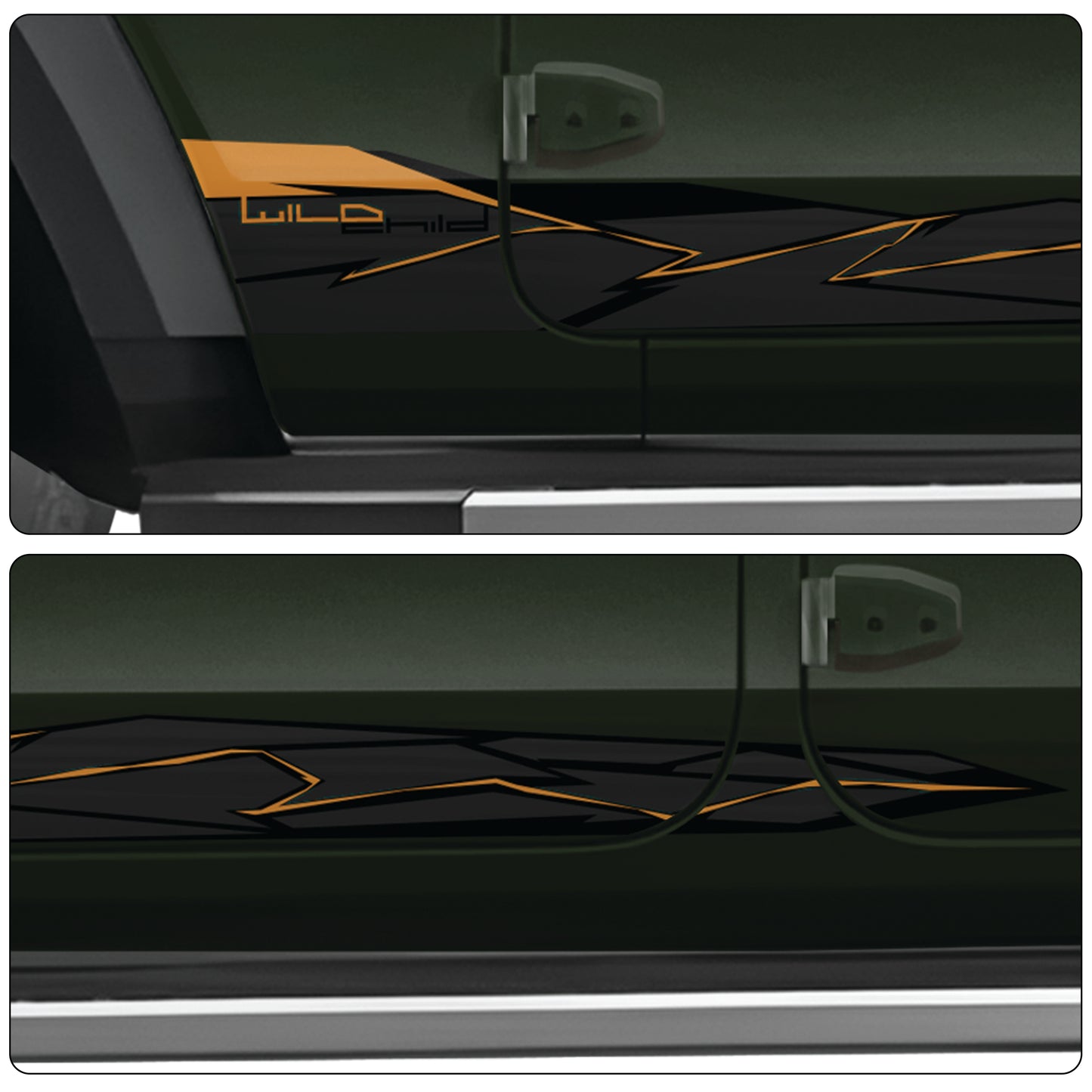 IDE Graphics Series - Wild X Edition for Mahindra Thar Roxx / Only Side Decals (Deep Forest)