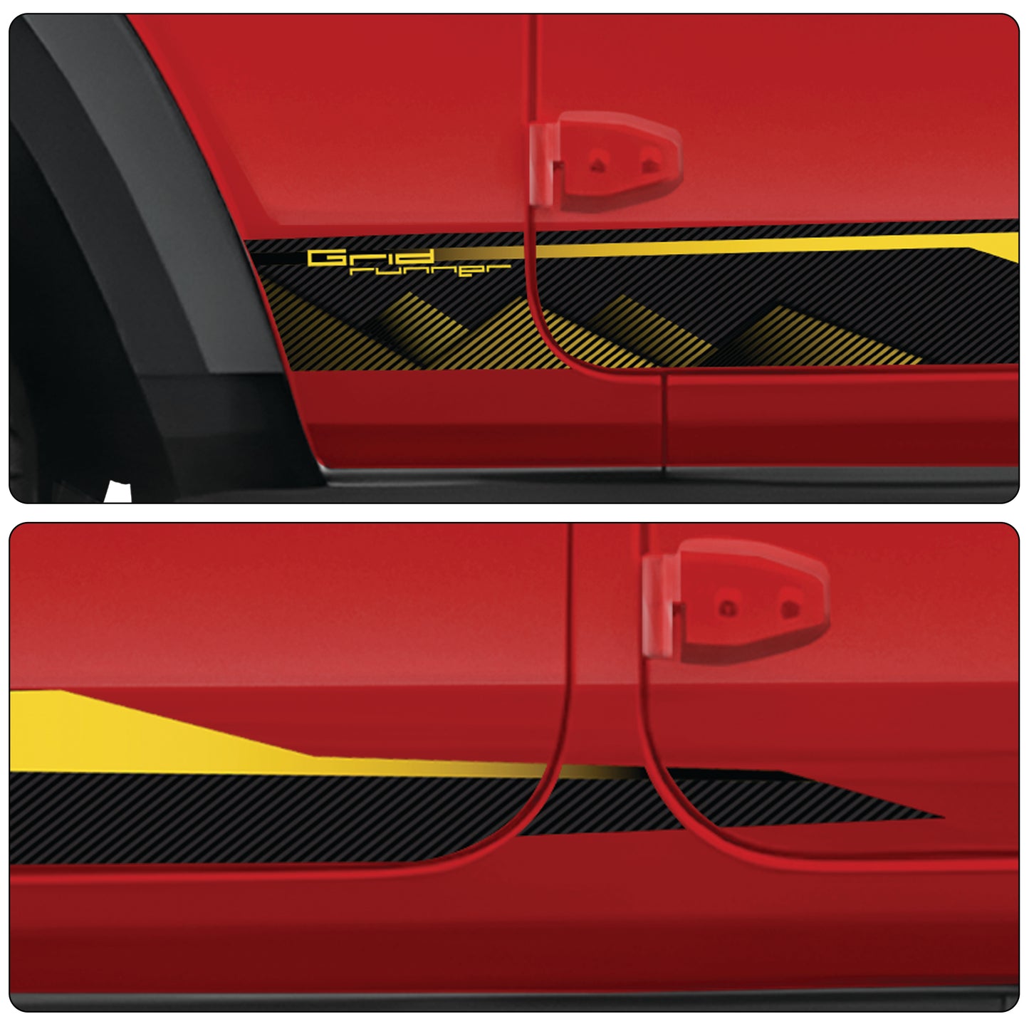 IDE Graphics Series - Grid Runner Edition for Mahindra Thar Roxx / Only Side Decals (Tango Red)