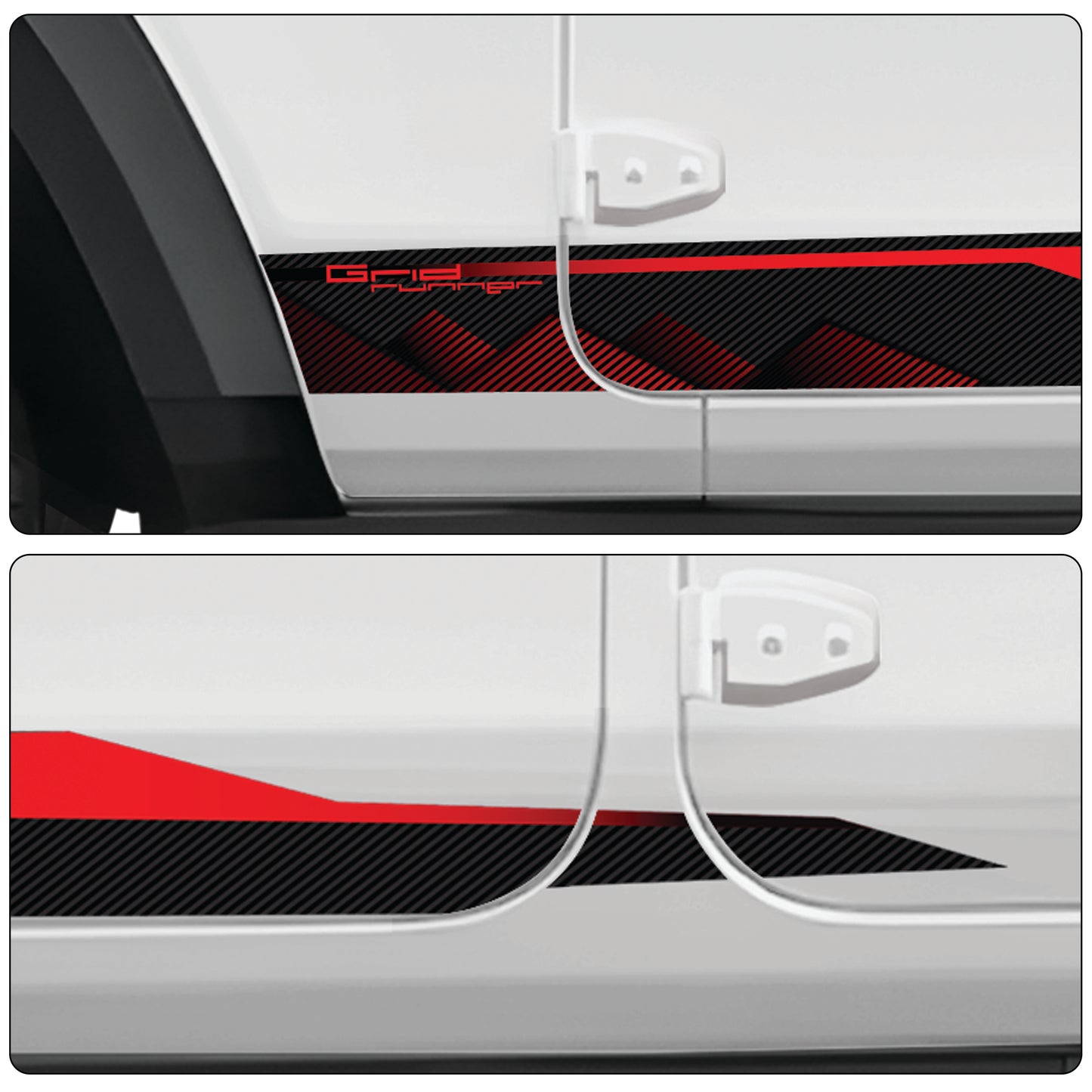 IDE Graphics Series - Grid Runner Edition for Mahindra Thar Roxx / Only Side Decals (Everest White)