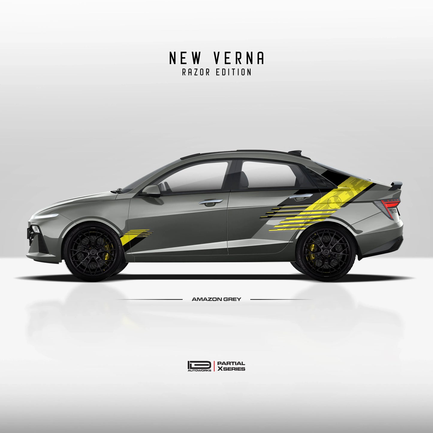Razor Edition Graphics for Hyundai Verna grey