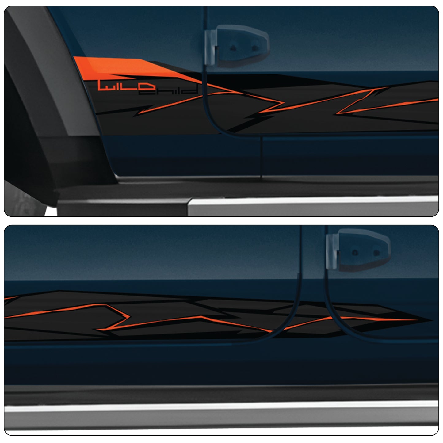 IDE Graphics Series - Wild X Edition Mahindra Thar Roxx / Only Side Decals (Nebula Blue)