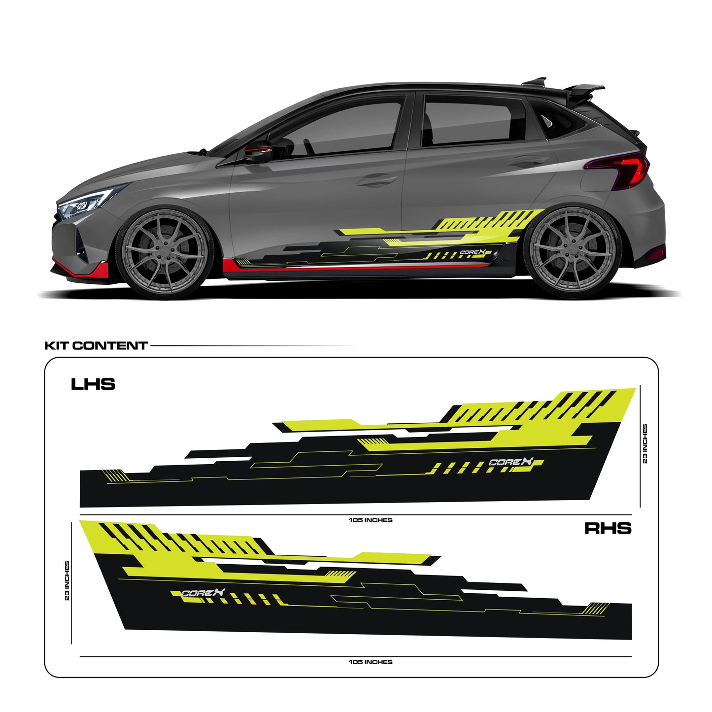 CoreX Edition Graphics for Hyundai i20 grey