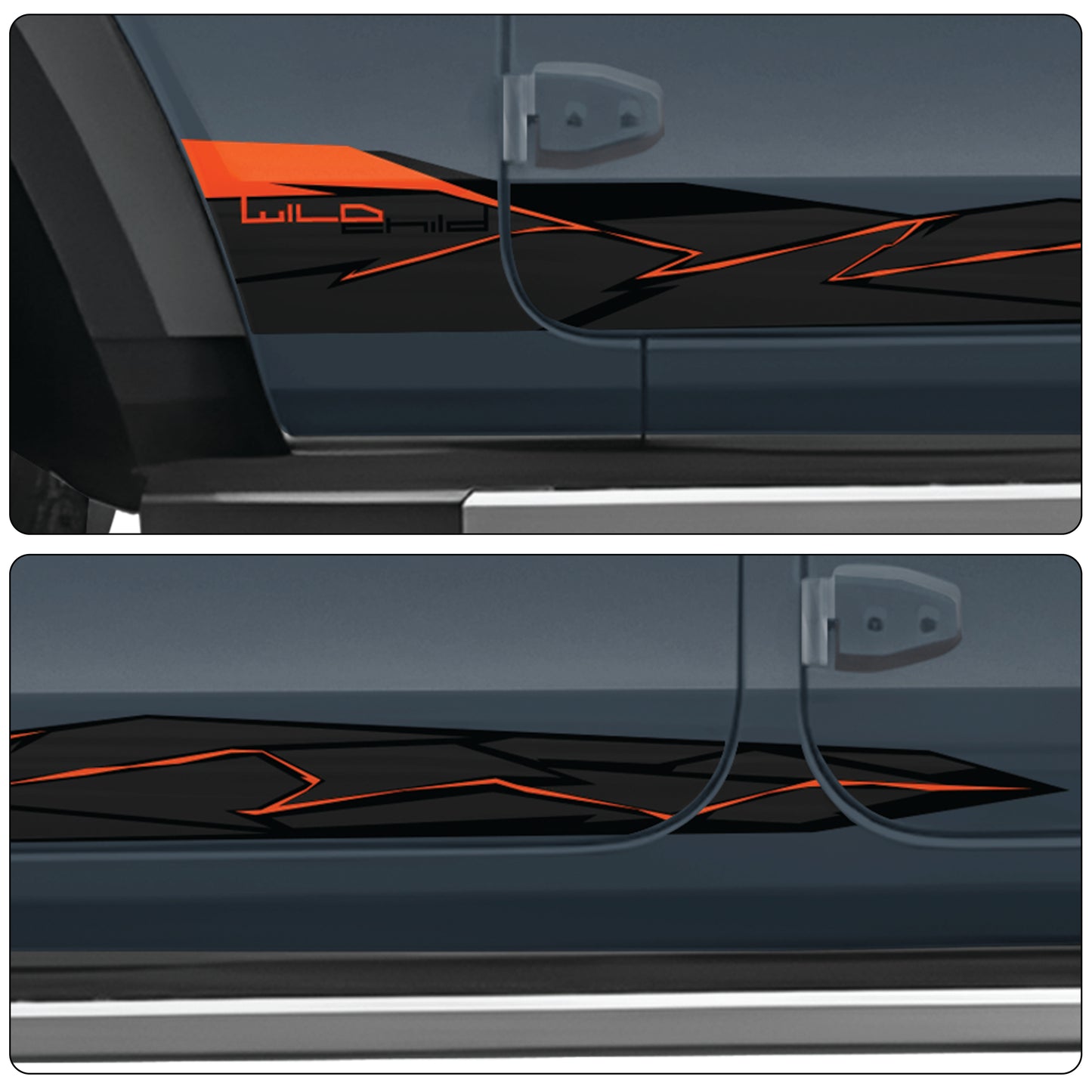 IDE Graphics Series - Wild X Edition for Mahindra Thar Roxx / Only Side Decals (Battleship Grey)