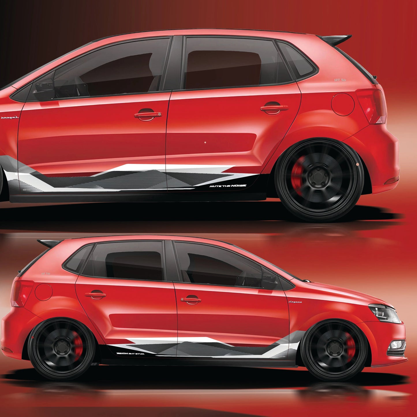 Mute The Noise Edition Graphics for VW Polo red