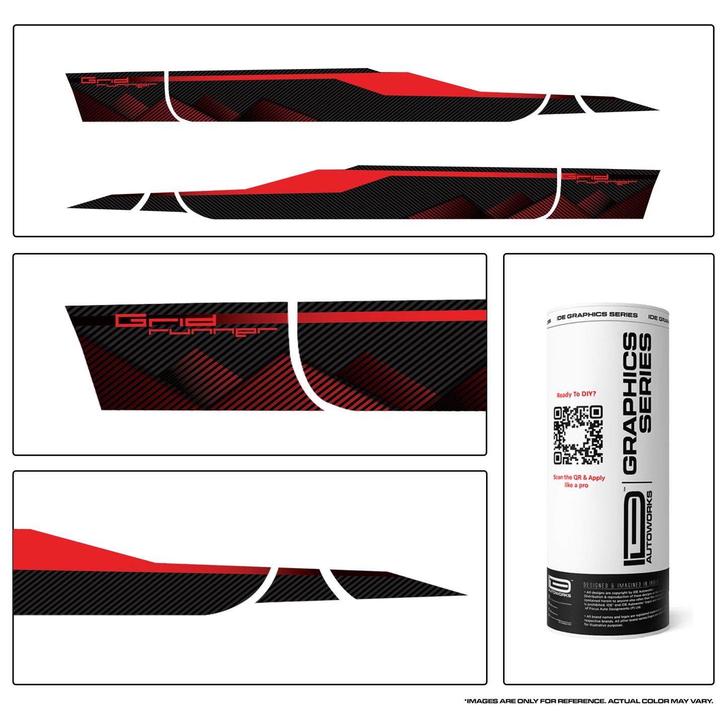 IDE Graphics Series - Grid Runner Edition for Mahindra Thar Roxx / Only Side Decals (Everest White)