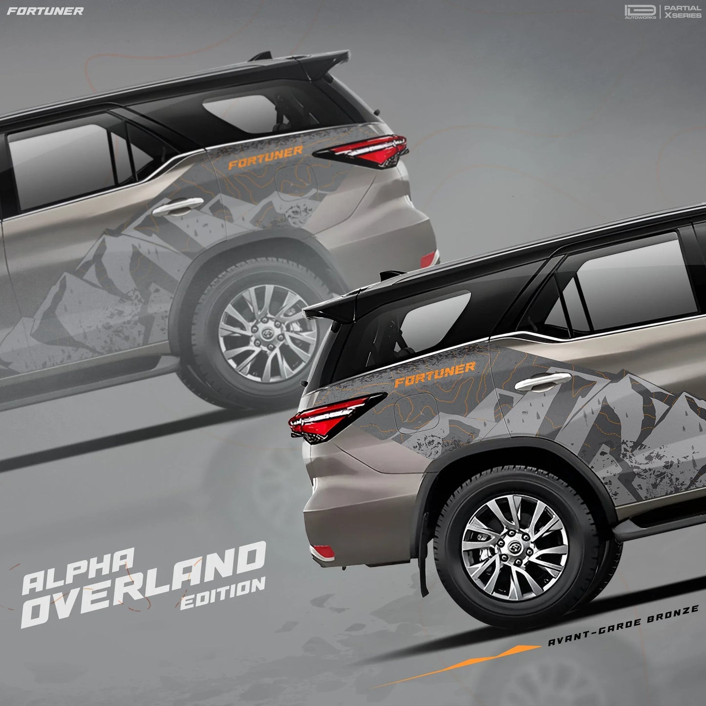 Alpha Overland Edition Graphics for Toyota Fortuner bronze