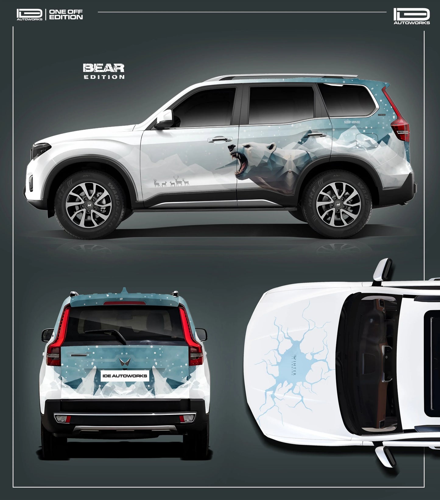 Bear Edition Graphics for Mahindra Scorpio N white