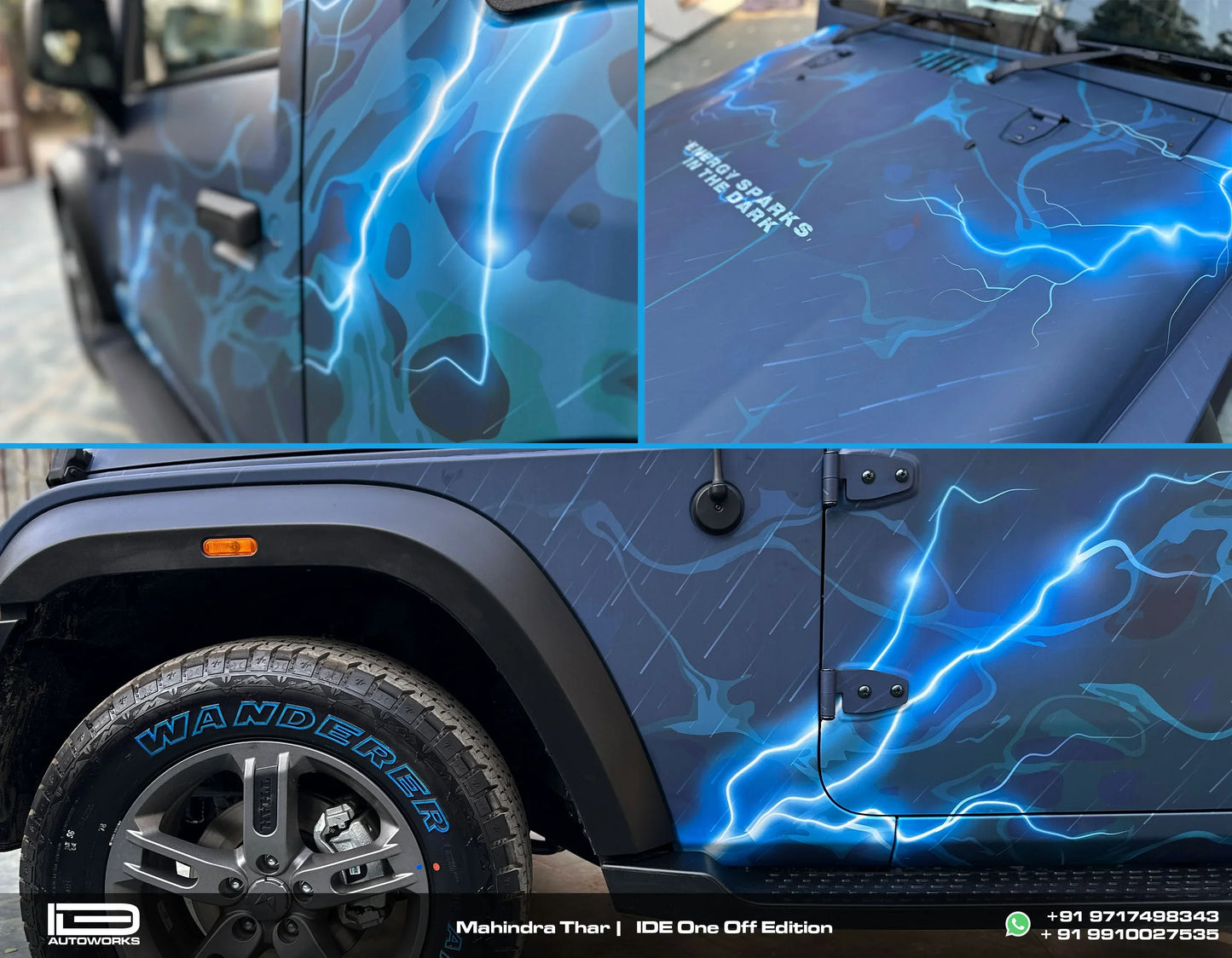 Thunder Edition Graphics for Mahindra Thar blue