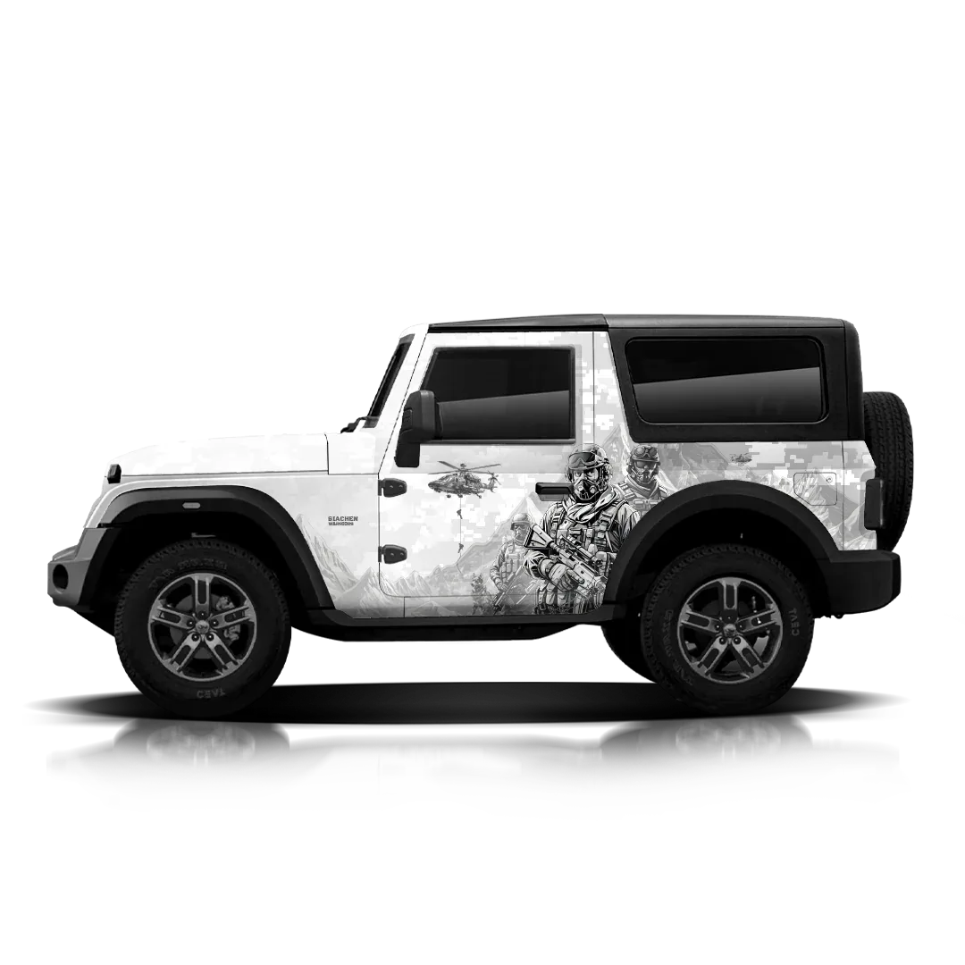 Warrior Edition Graphics for Mahindra Thar white
