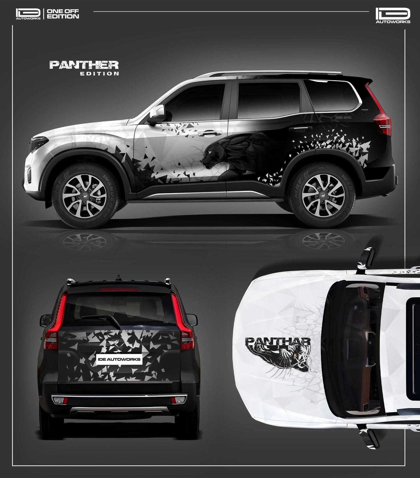 Panther Edition Graphics for Mahindra Scorpio N white