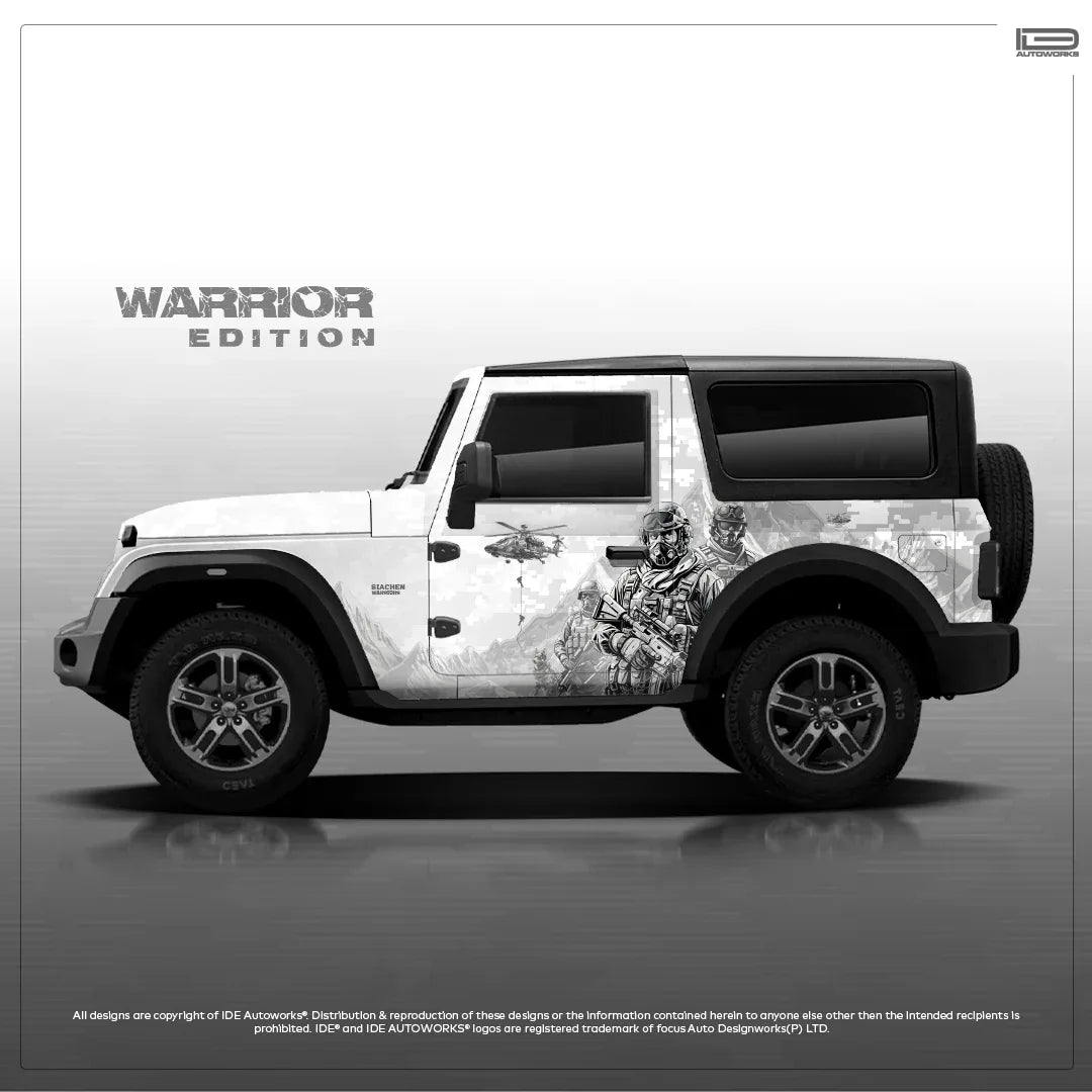 Warrior Edition Graphics for Mahindra Thar white