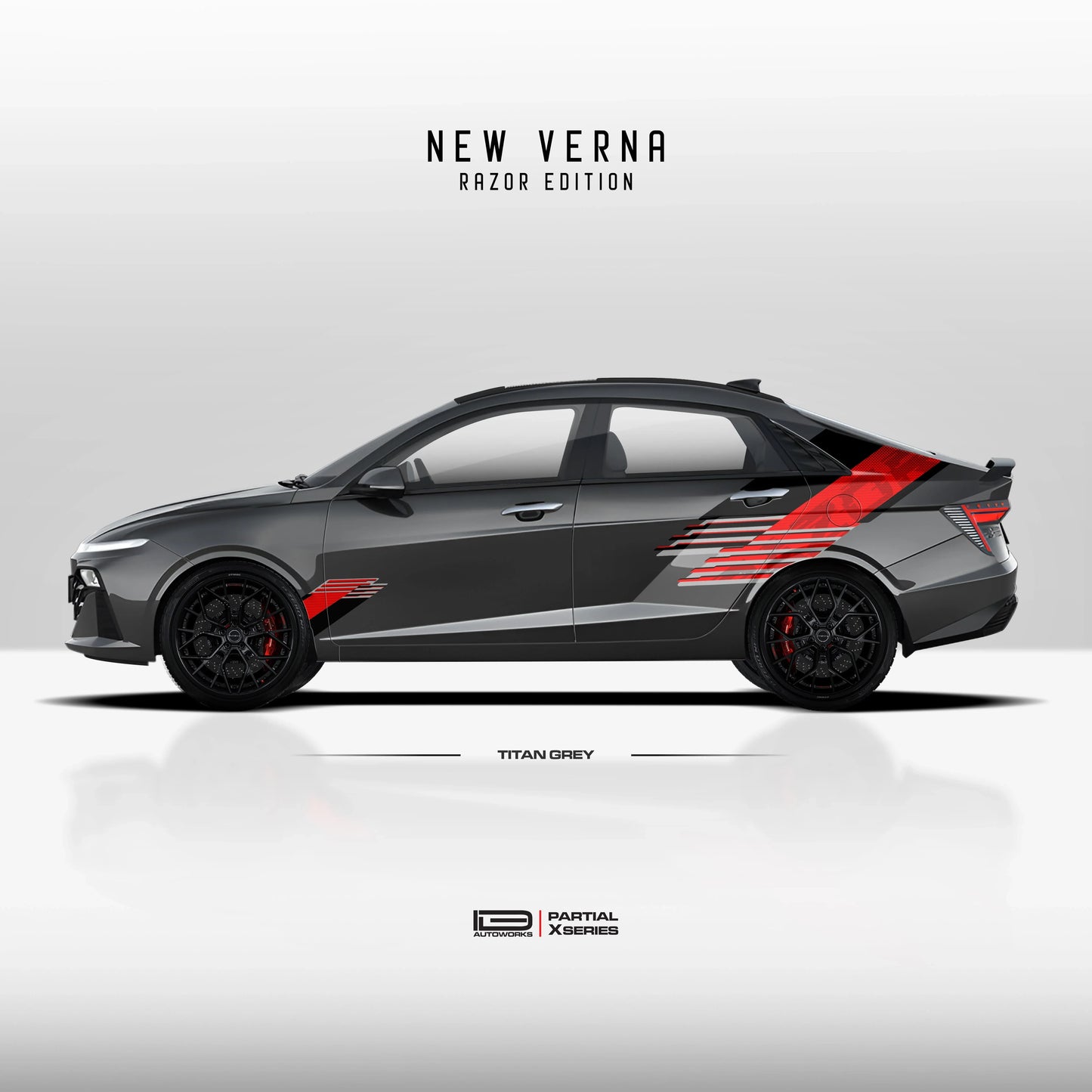 Razor Edition Graphics for Hyundai Verna grey