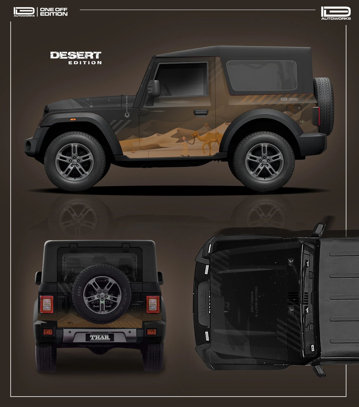 Desert Edition Graphics for Mahindra Thar black