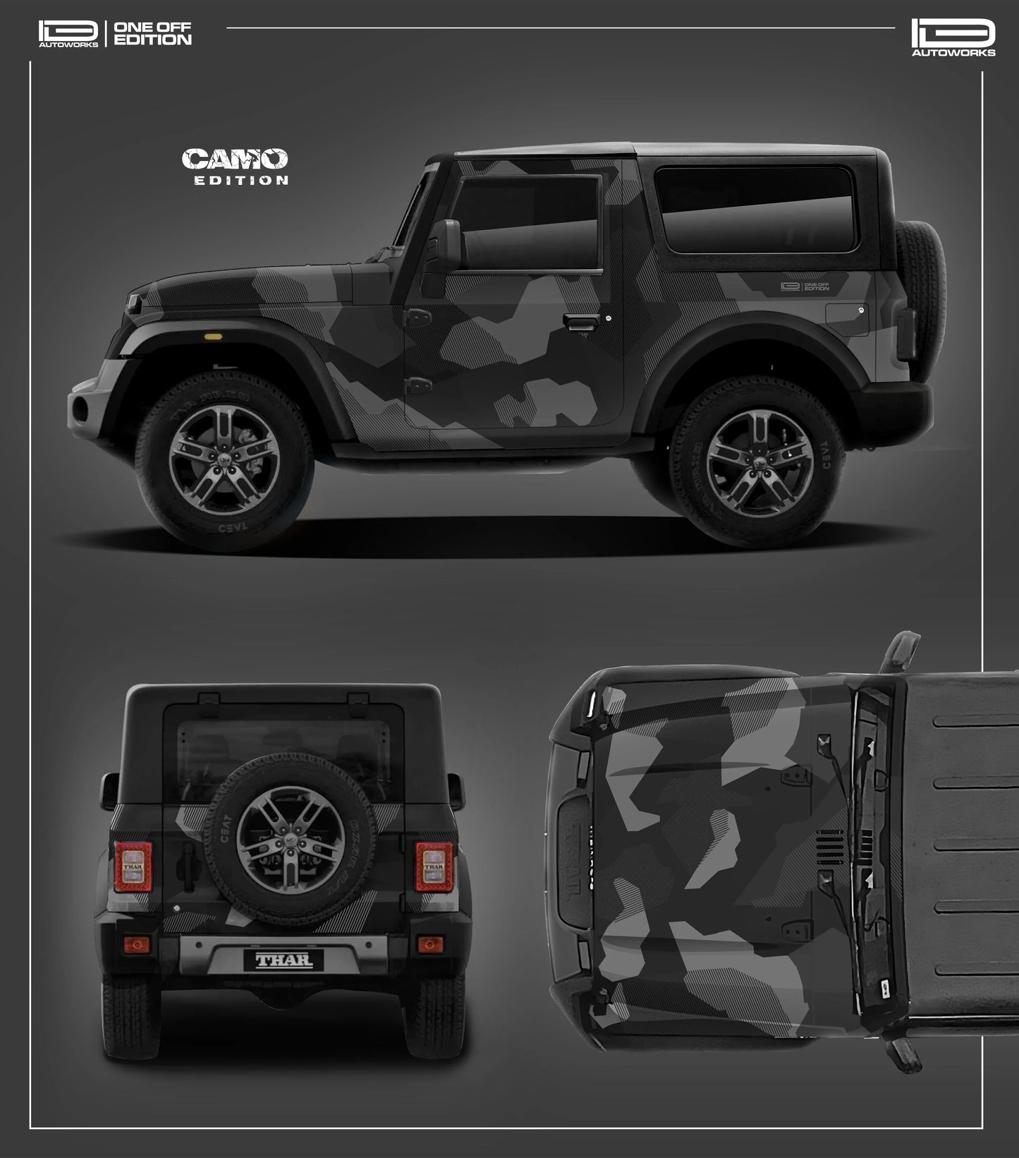 Camo Edition Graphics for Mahindra Thar black