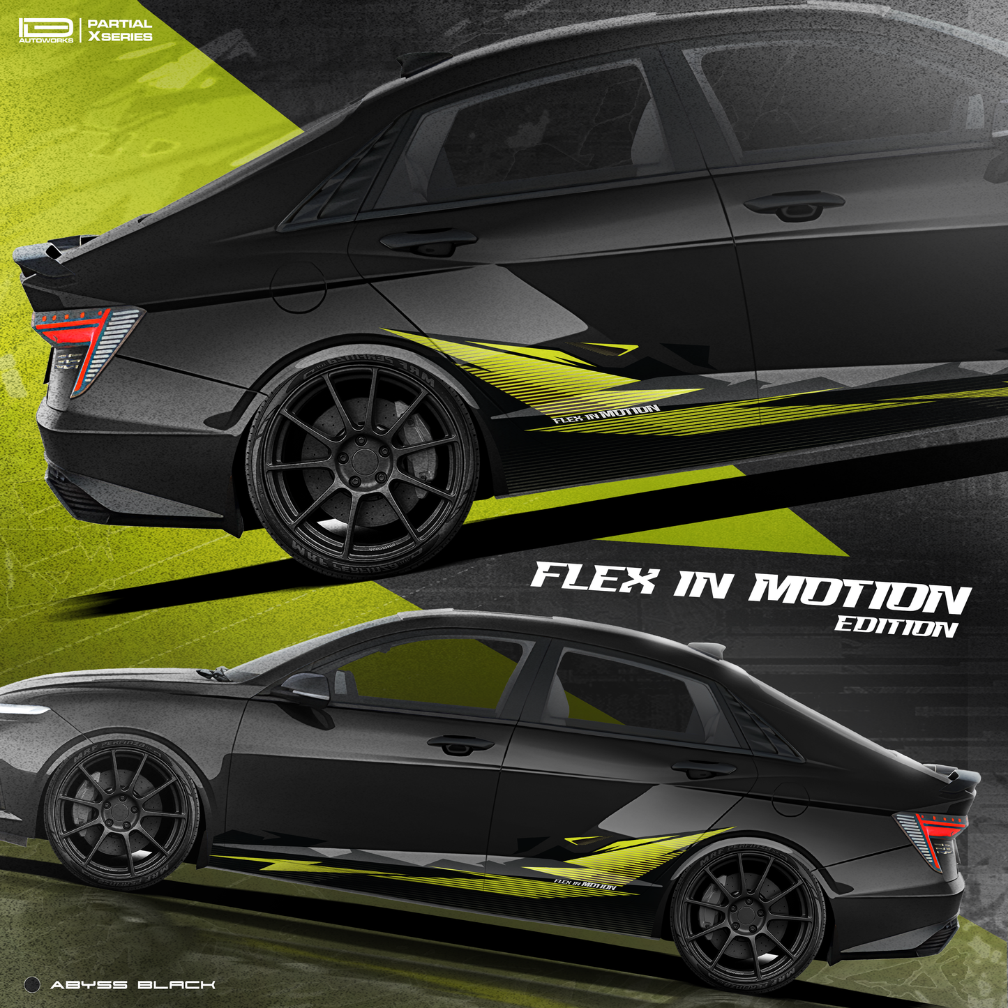 Hyundai Verna Vinyl Graphics - Partial X Series Flex In Motion