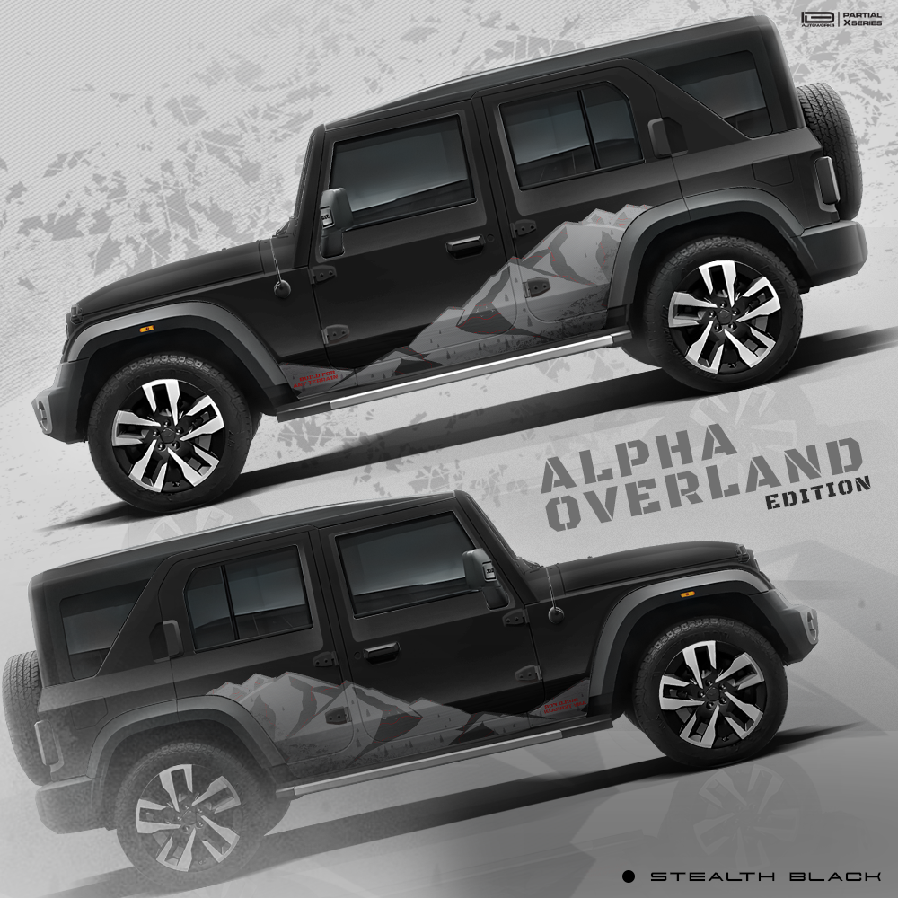 Alpha overland edition graphics for the Mahindra Thar ROXX black