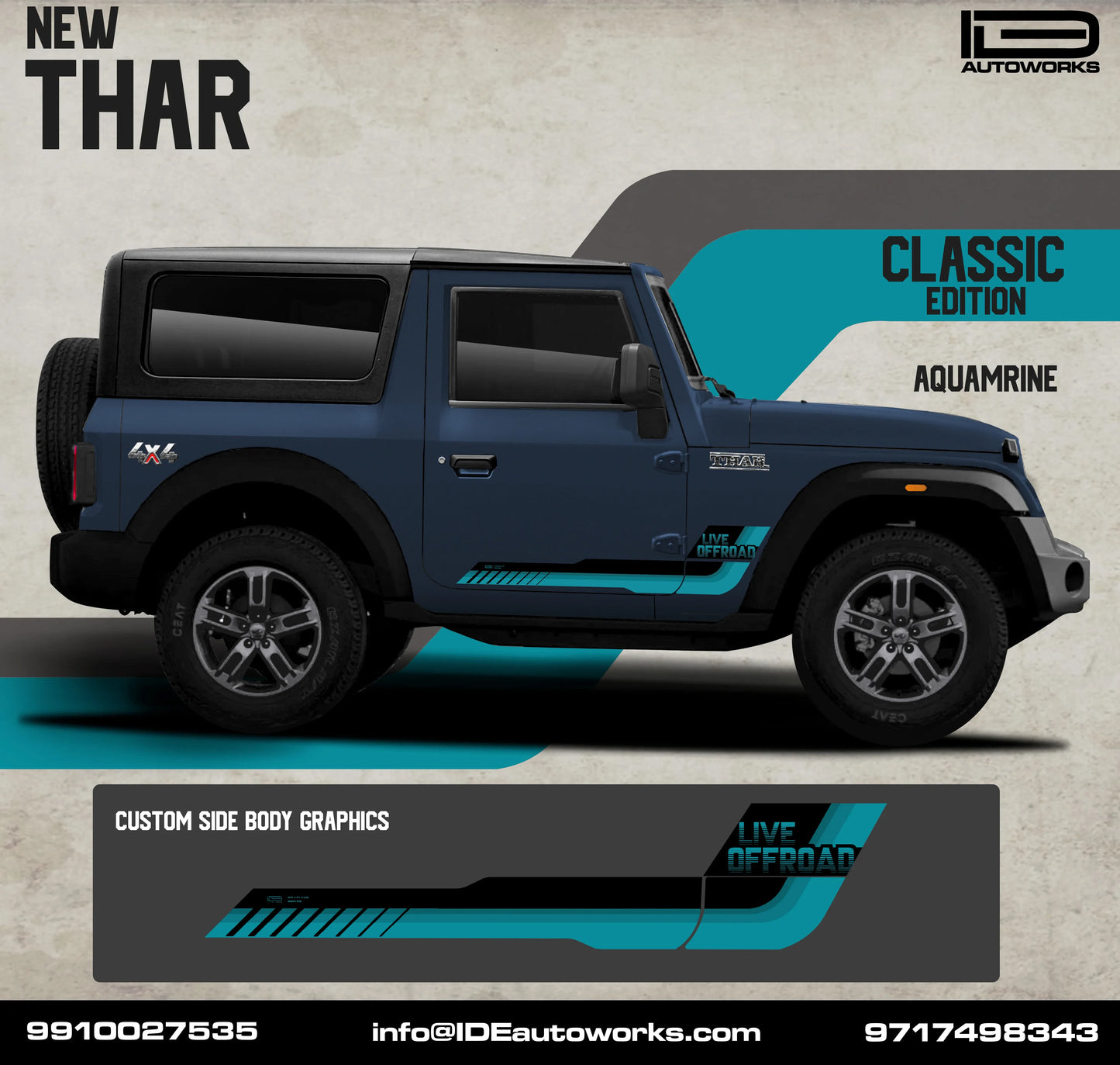 Classic Edition Graphics for Mahindra Thar blue