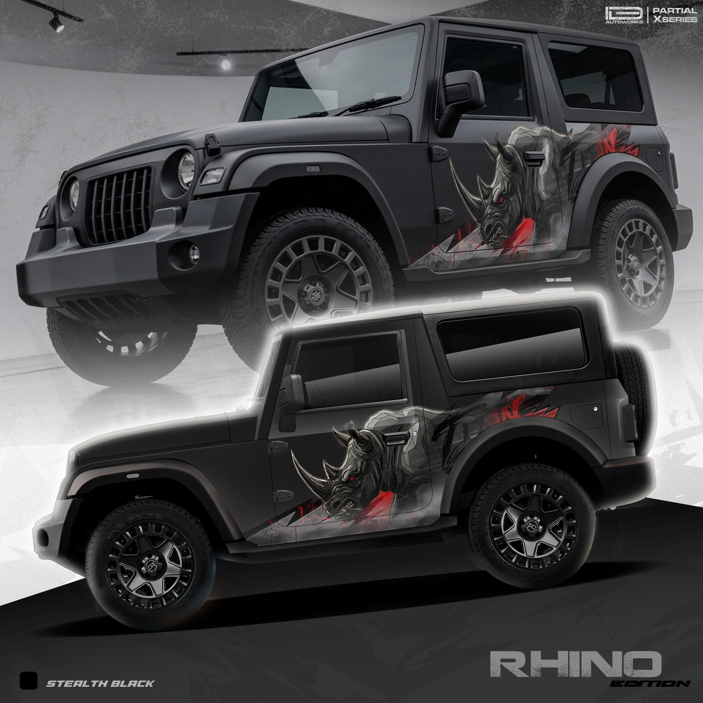 Rhino Edition Graphics for Mahindra Thar IDE Partial X Series