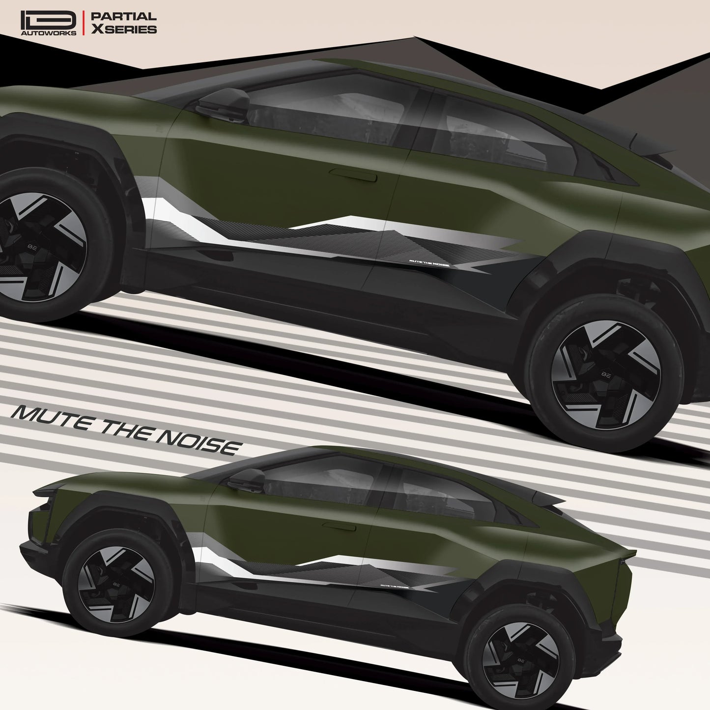 Mute The Noise Edition Graphics for Mahindra BE6 green