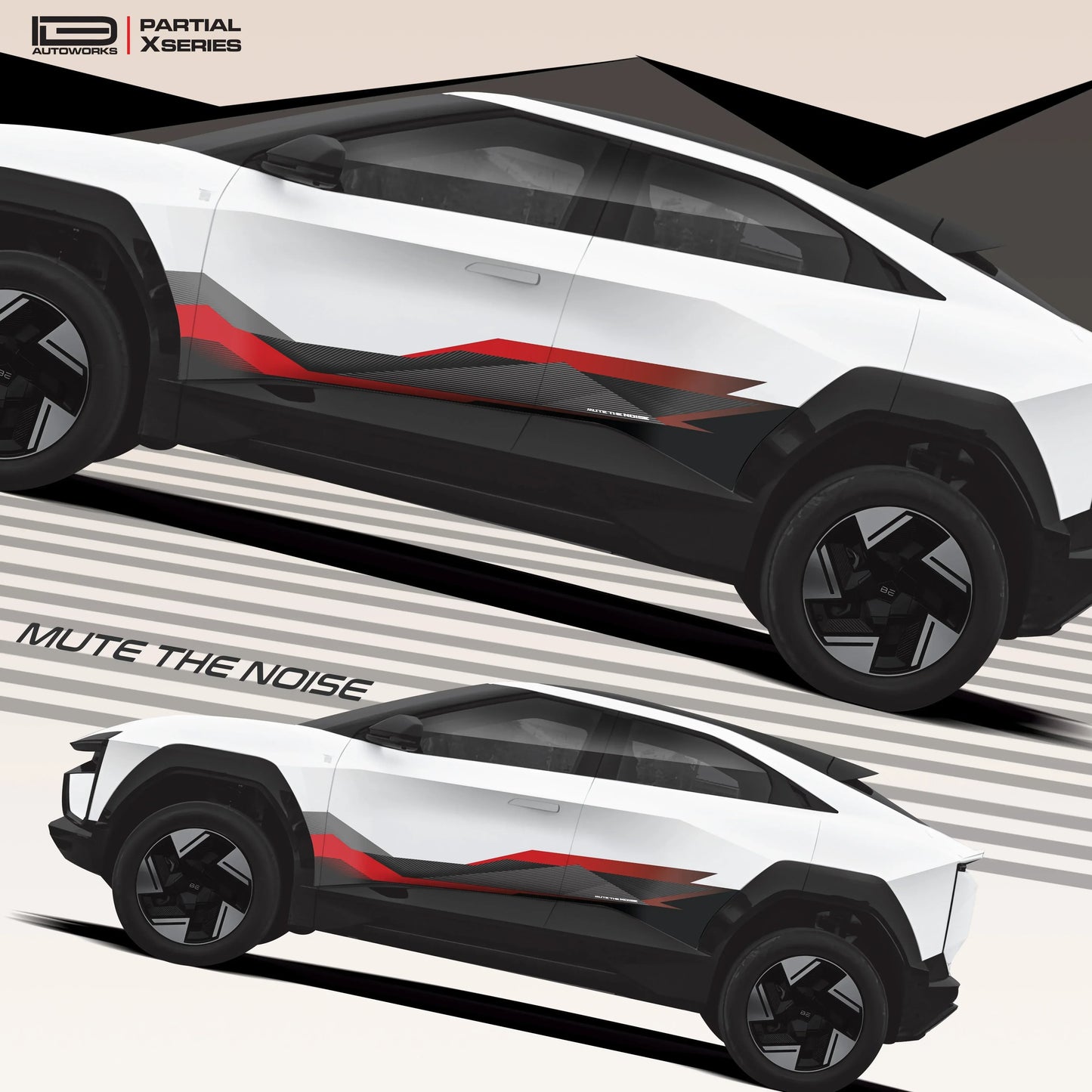 Mute The Noise Edition Graphics for Mahindra BE6 white