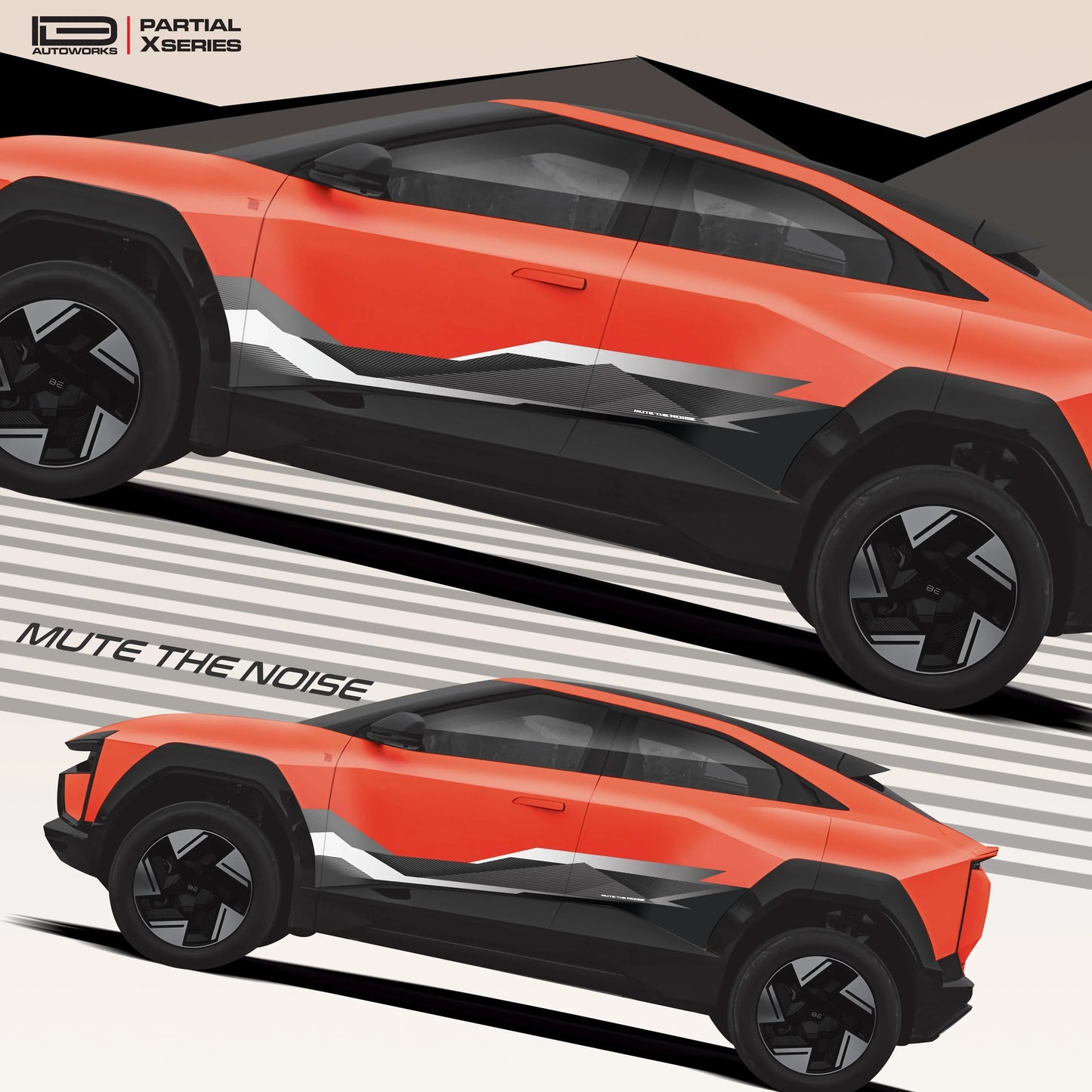 Mute The Noise Edition Graphics for Mahindra BE6 orange