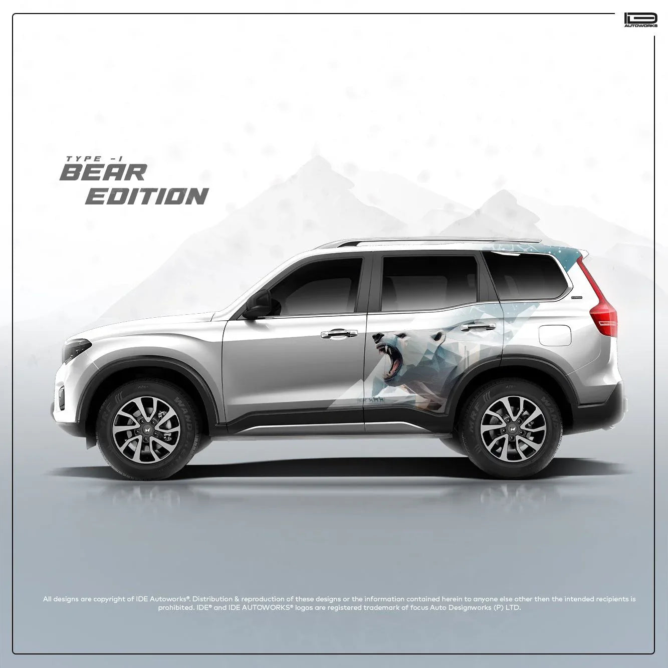 Bear Edition Graphics for Mahindra Scorpio N white