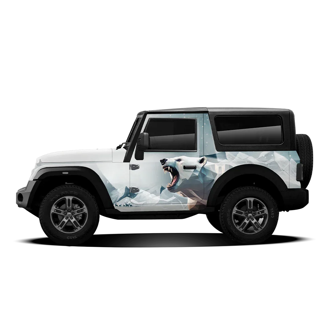 Snow Bear Edition Graphics for Mahindra Thar white