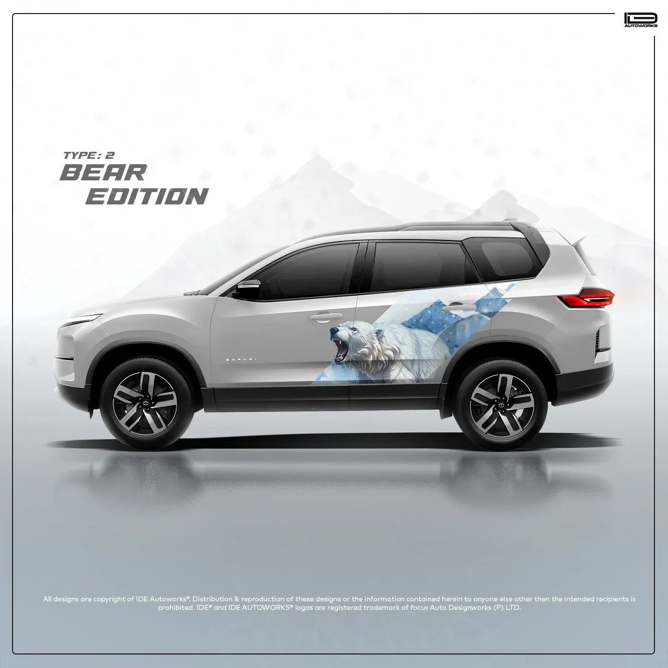 Bear Edition Graphics for Tata Safari white