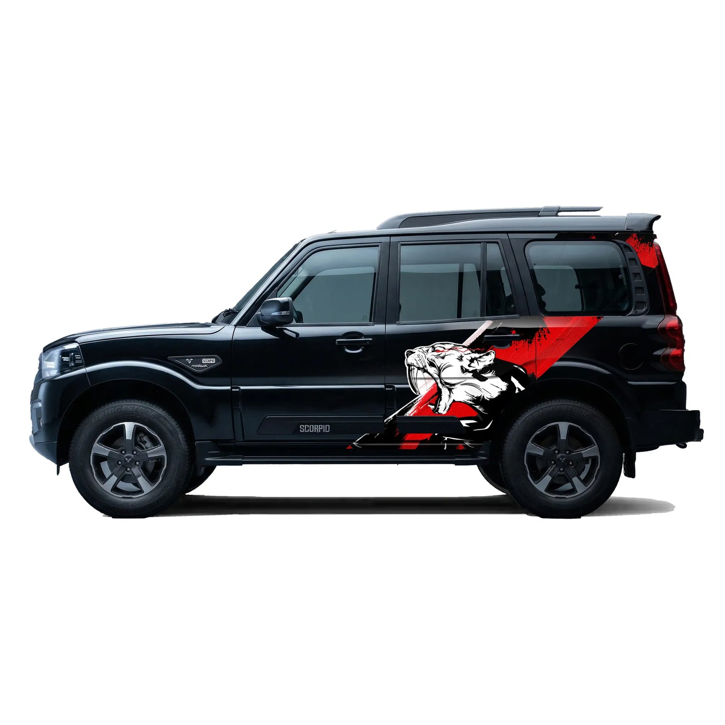 Tiger Edition Car Graphics for Mahindra Scorpio S11 IDE Partial X Series