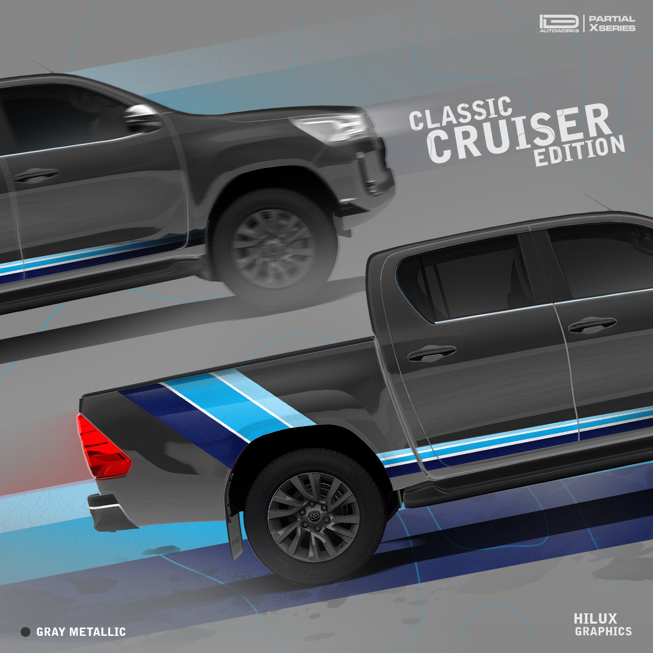 IDE PARTIAL X SERIES - Classic Cruiser Edition for TOYOTA Hilux (Grey Metallic)