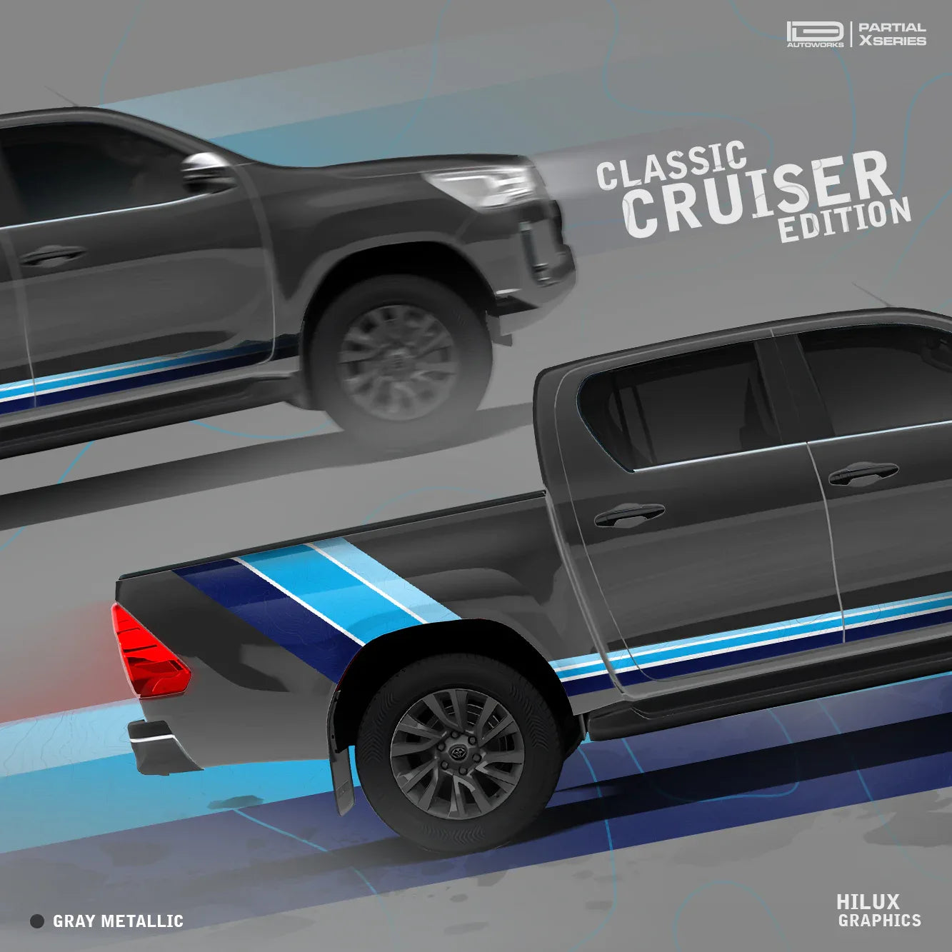 Classic Cruiser Edition Side Graphics for Toyota Hilux grey