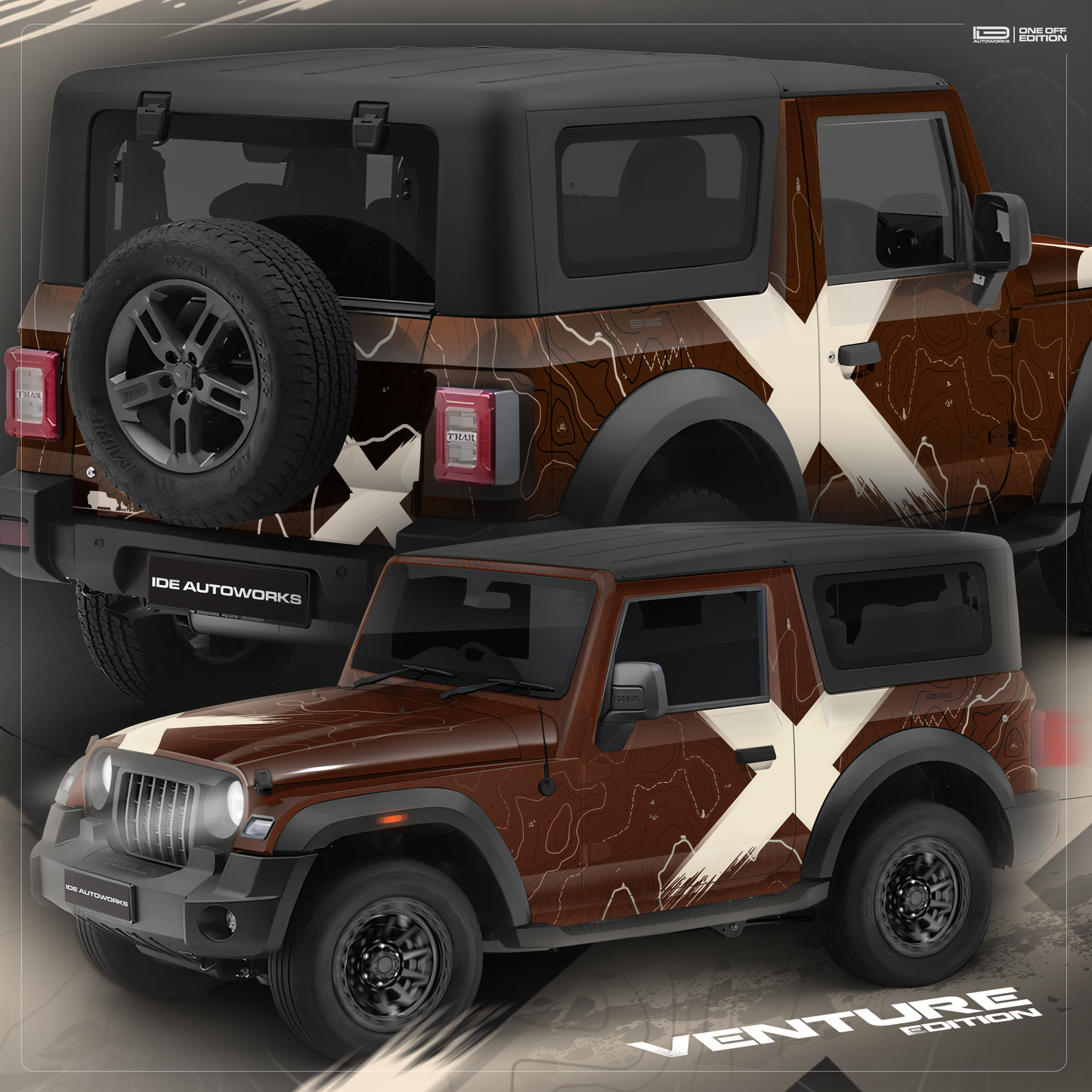 VentureX Edition Graphics for Mahindra Thar copper brown