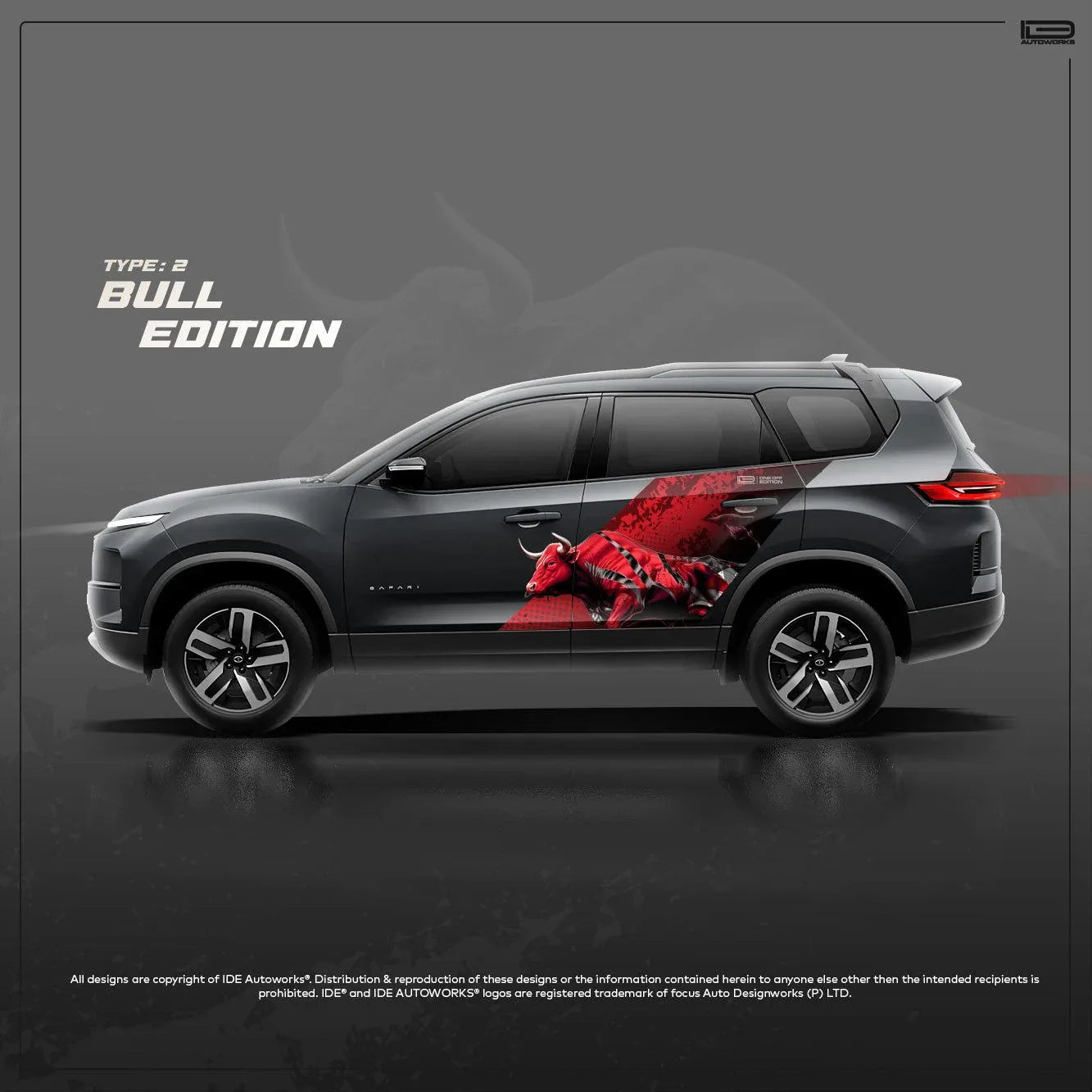 Bull Edition Graphics for Tata Safari black
