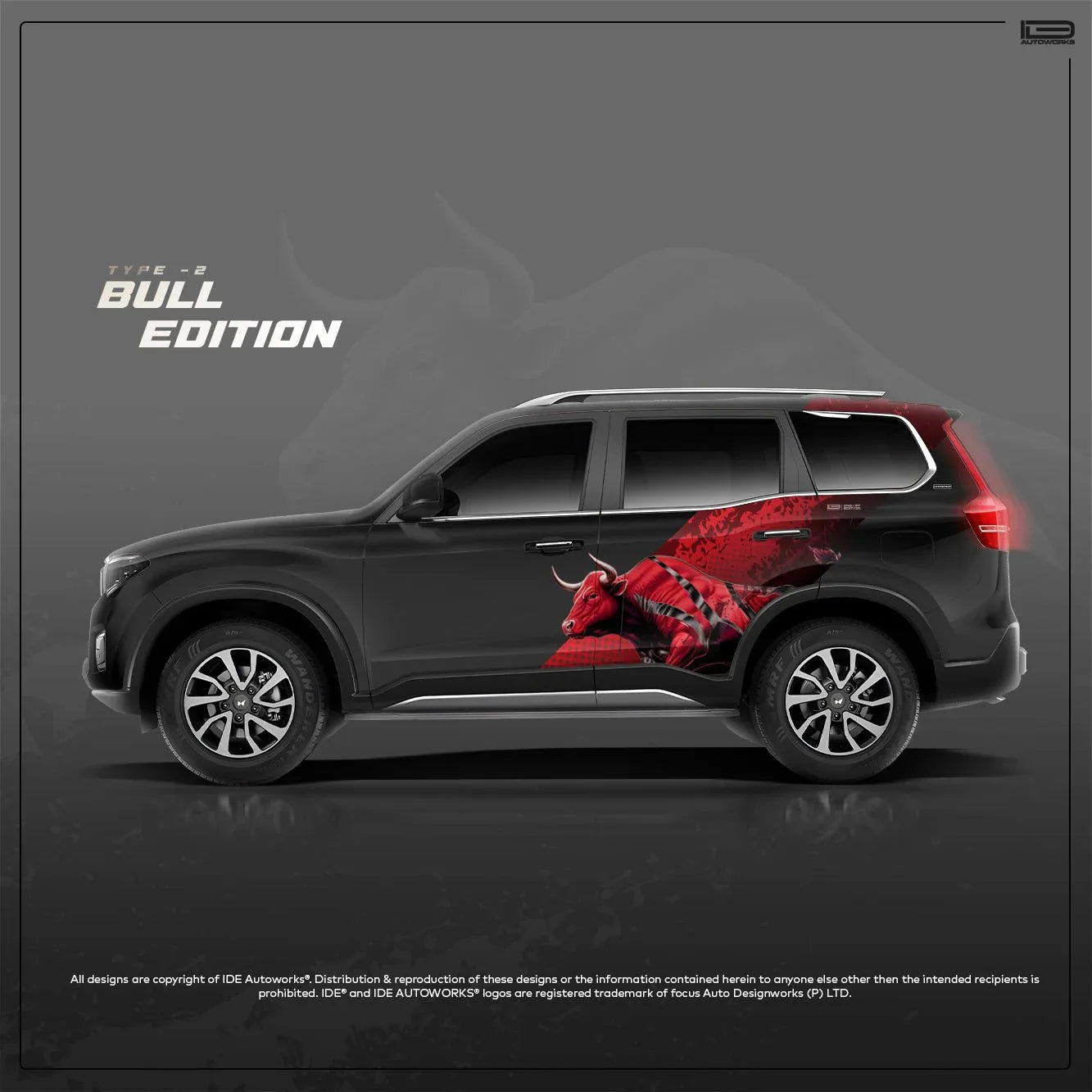 Bull Edition Graphics for Mahindra Scorpio N black