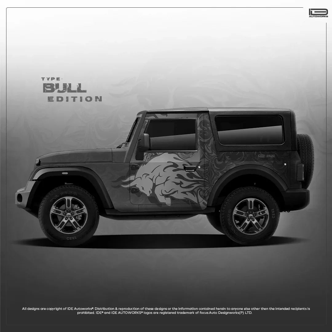 Bull Edition Graphics for Mahindra Thar black
