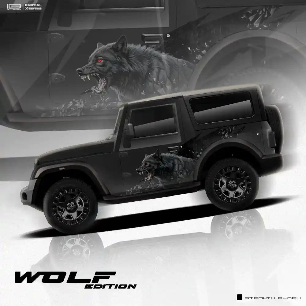 Wolf Edition Graphics for Mahindra Thar White IDE Partial X Series
