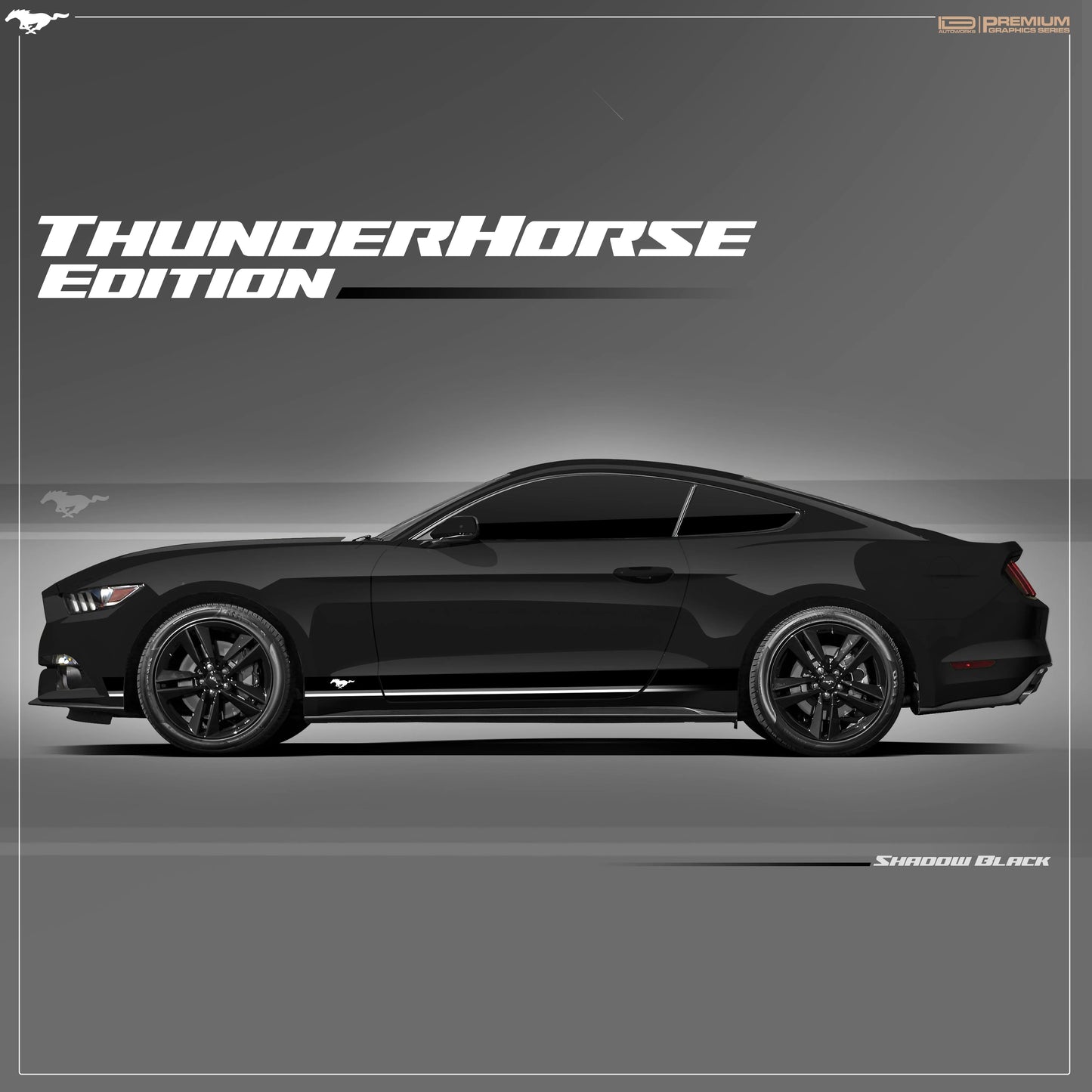 ThunderHorse Edition Side Graphics for Ford Mustang black