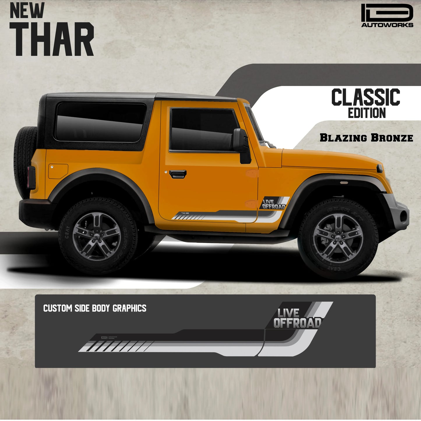 Classic Edition Graphics for Mahindra Thar blazing bronze