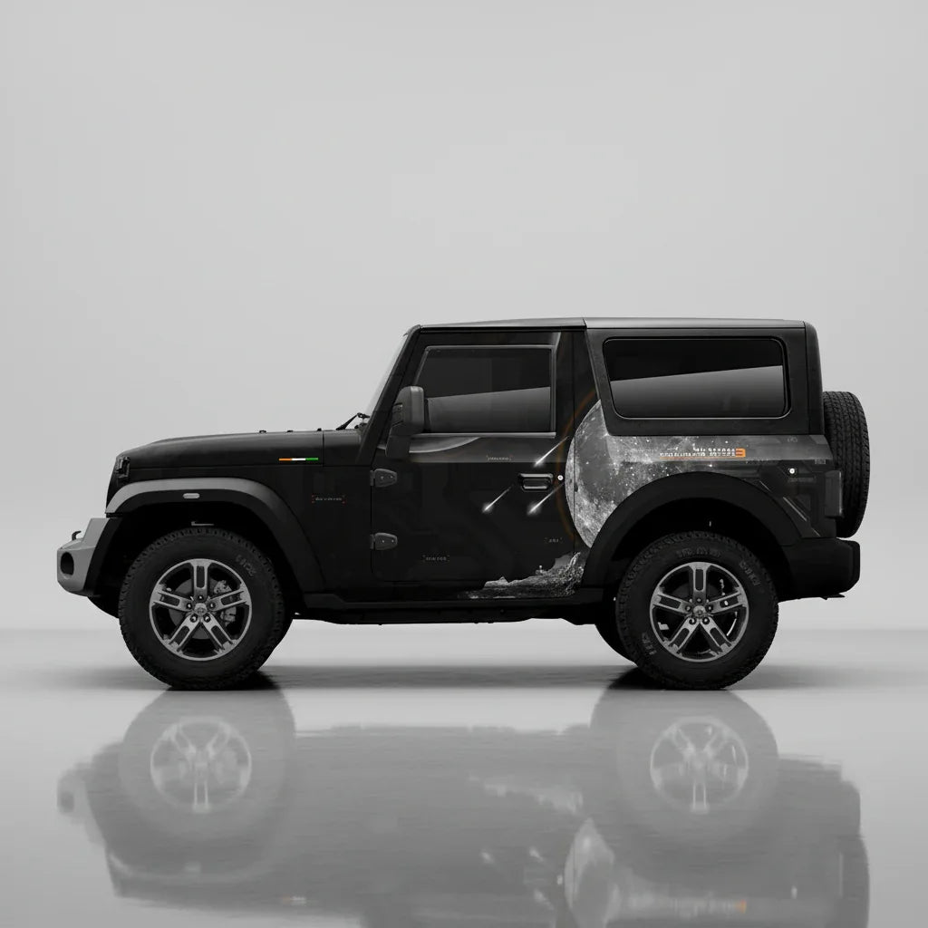 Chandrayaan Edition Graphics for Mahindra Thar black