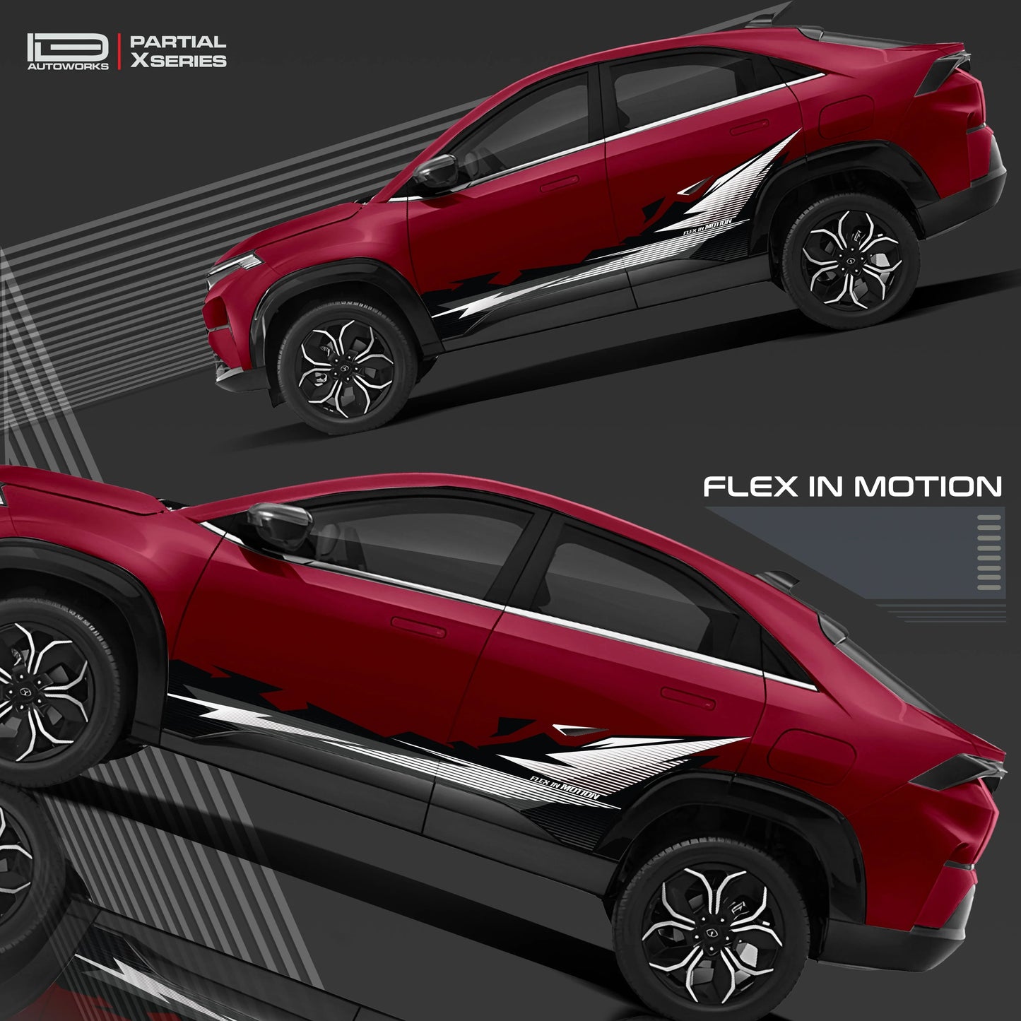 Flex in Motion Edition Graphics for Tata Curvv red