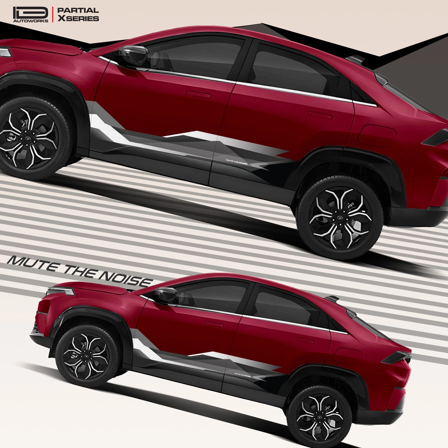Mute The Noise Edition Graphics for Tata Curvv red