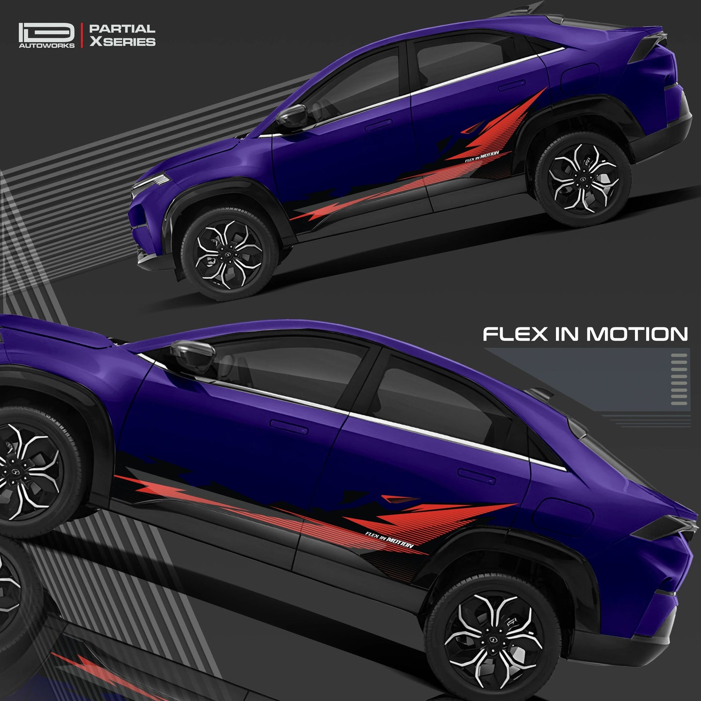 Flex in Motion Edition Graphics for Tata Curvv blue