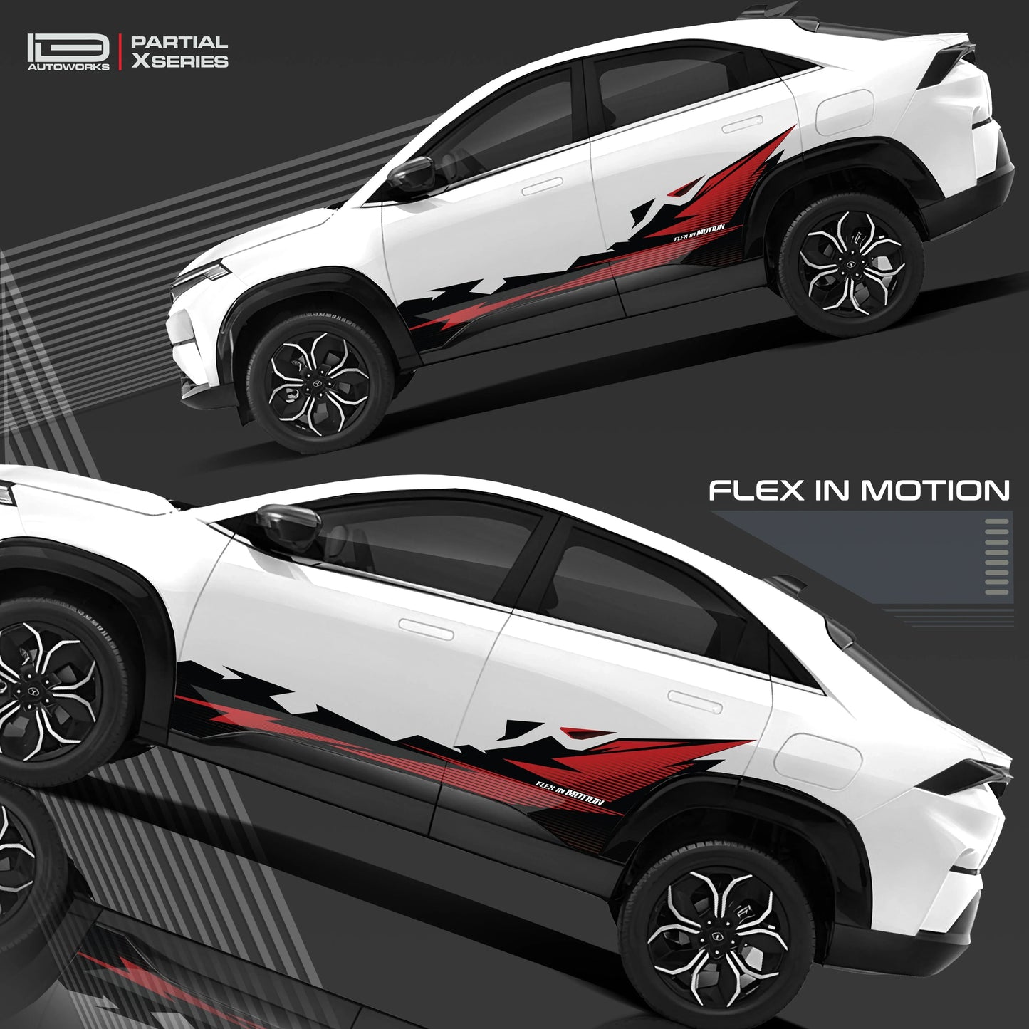 Flex in Motion Edition Graphics for Tata Curvv white