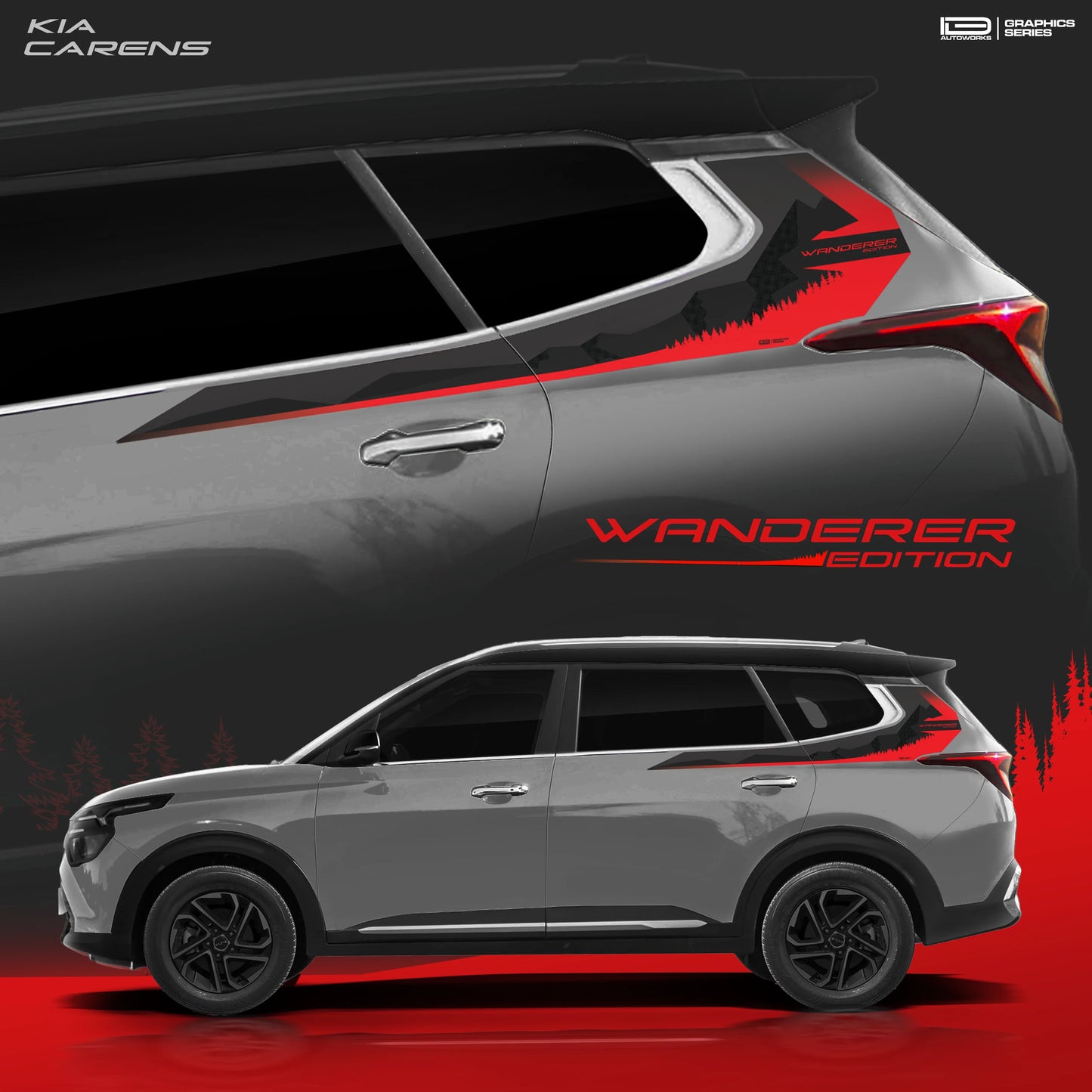 Wanderer Edition Car Graphics for Kia Carens grey