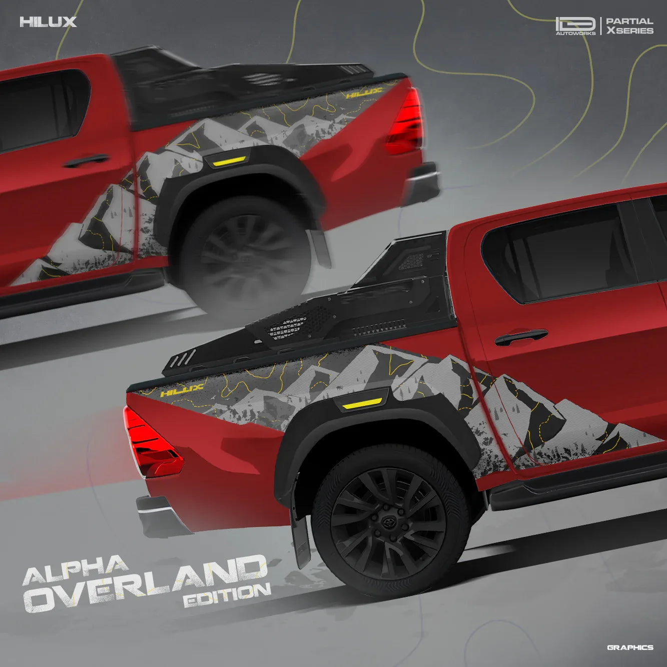 Alpha Overland Edition Graphics for Toyota Hilux red