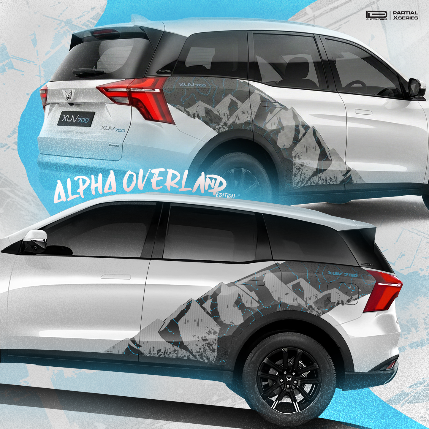 Alpha Overland Edition Graphics for Mahindra XUV700 white