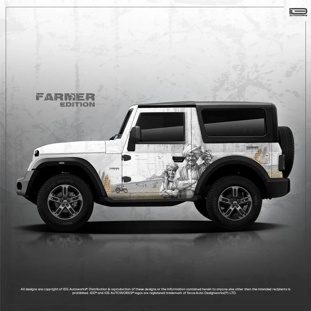 Farmer Edition Graphics for Mahindra Thar white
