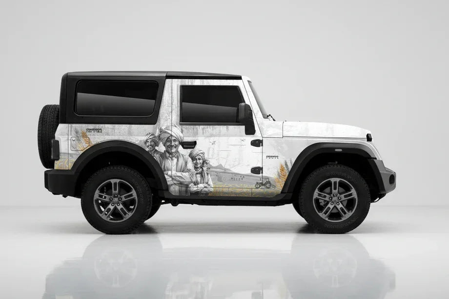 Farmer Edition Graphics for Mahindra Thar white