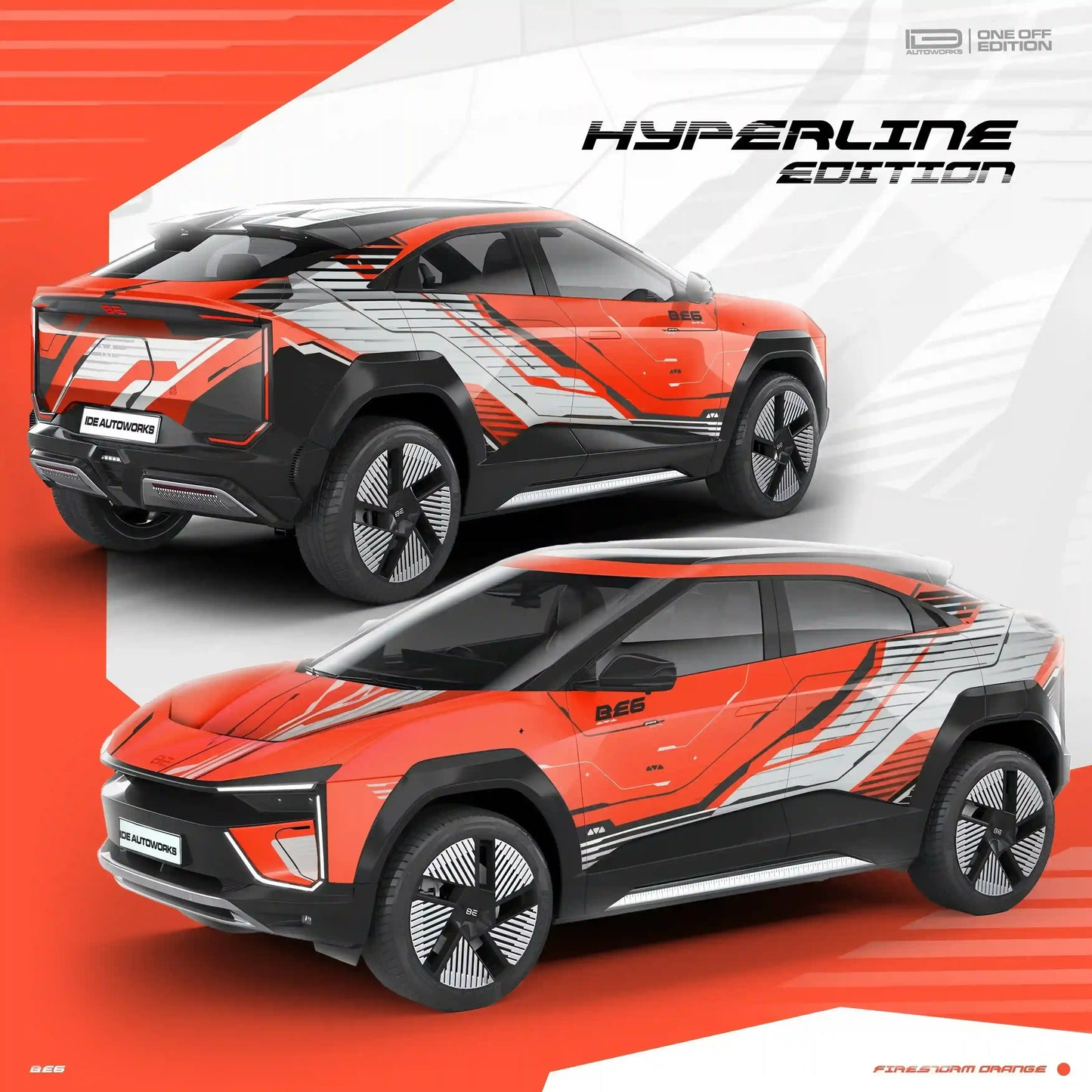 Hyperline Edition Graphics for Mahindra BE6 white